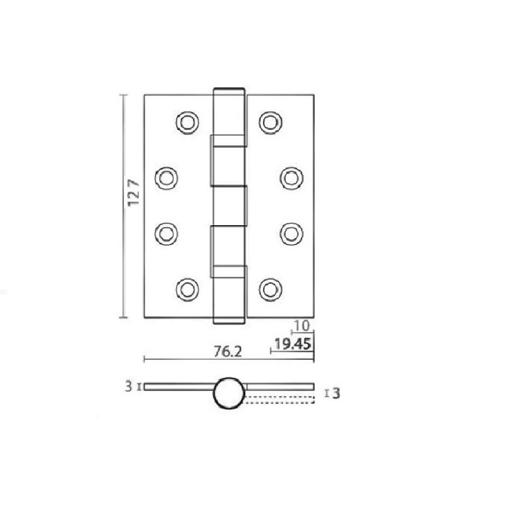 Ball Bearing Butt Hinges, 5.0x 3.0 x 3mm , Satin Steel finish, Pack of 2 - Image 7