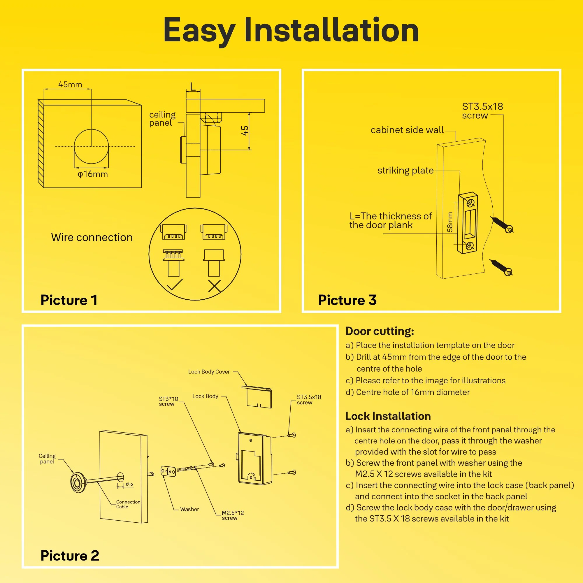 Biometric Smart Premium Furniture Lock - Brown - Image 10