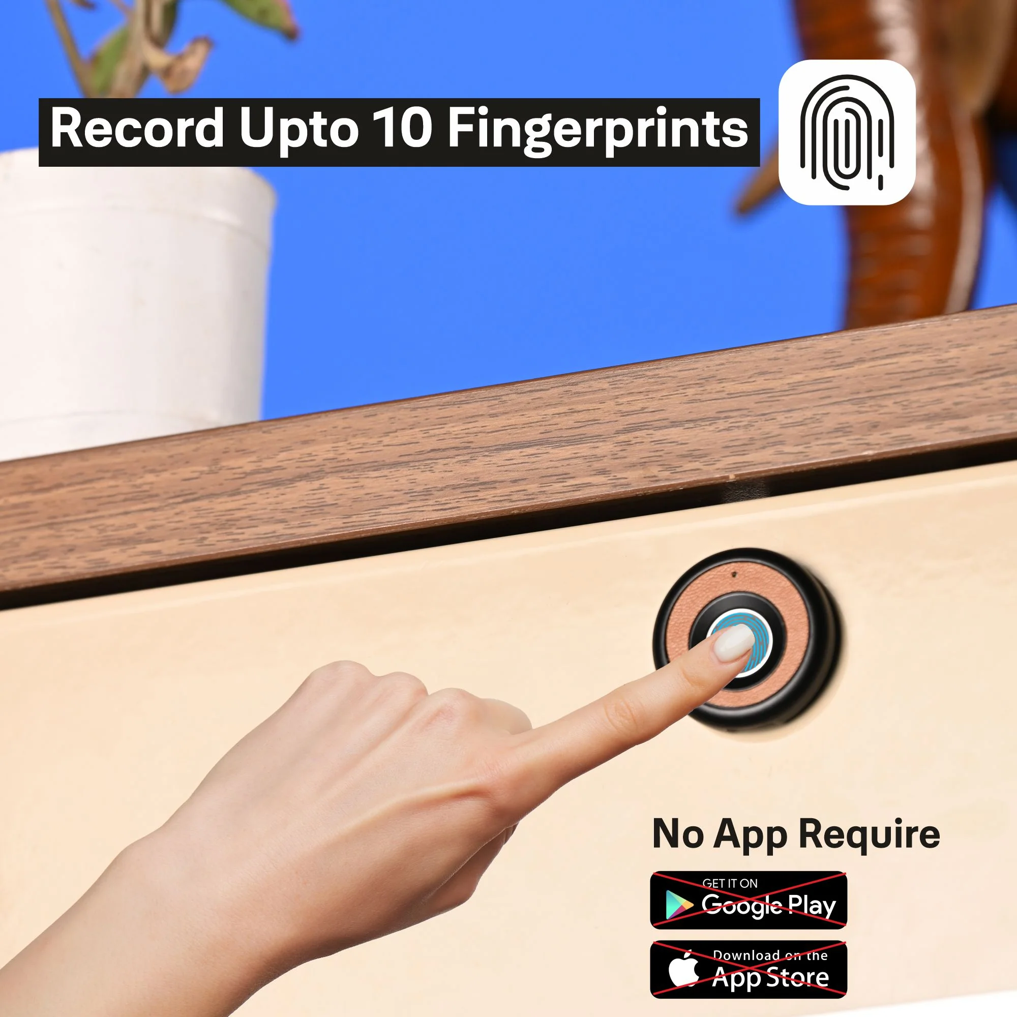 Biometric Smart Premium Furniture Lock - Brown - Image 14