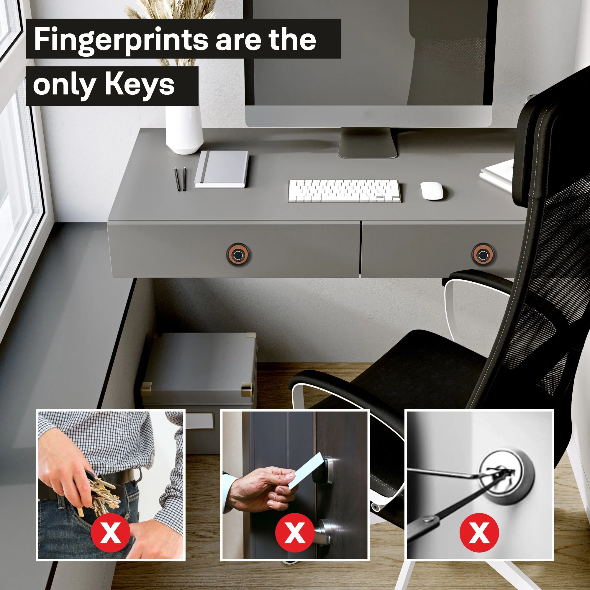 Biometric Smart Premium Furniture Lock - Brown - Image 16