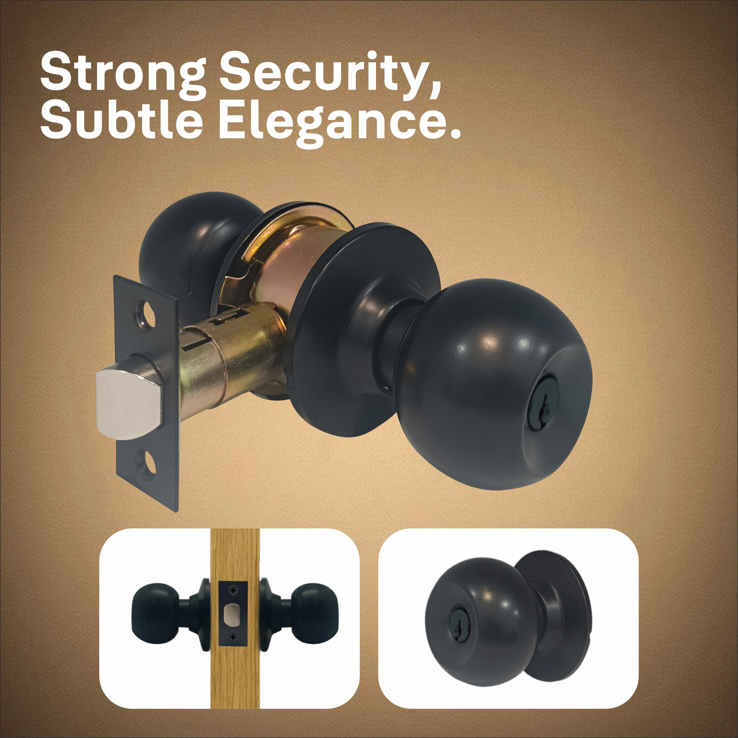 CA5127 US 19 Knobset- 60/70mm B/S, Entrance (with key) Black - Image 3