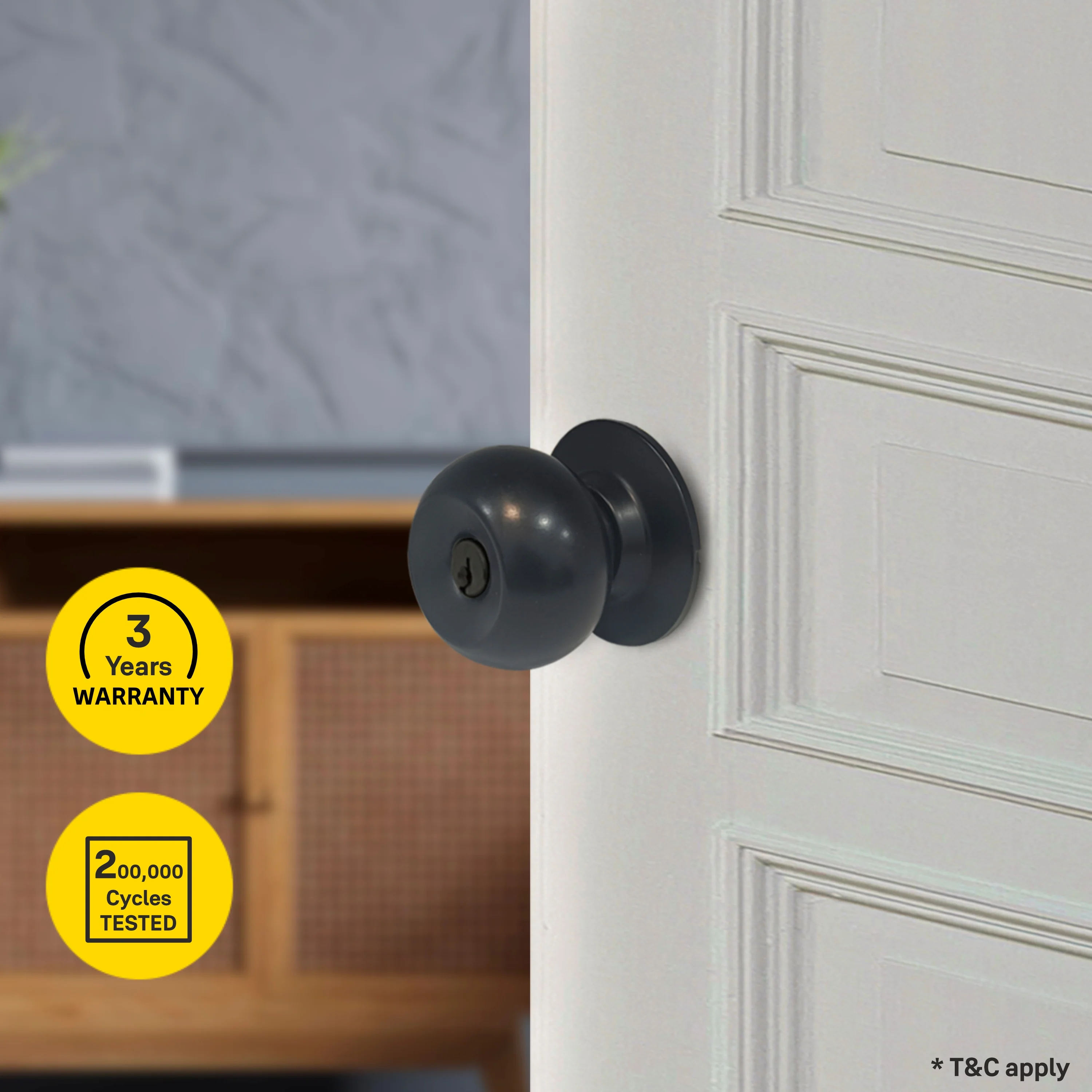 CA5127 US 19 Knobset- 60/70mm B/S, Entrance (with key) Black - Image 6