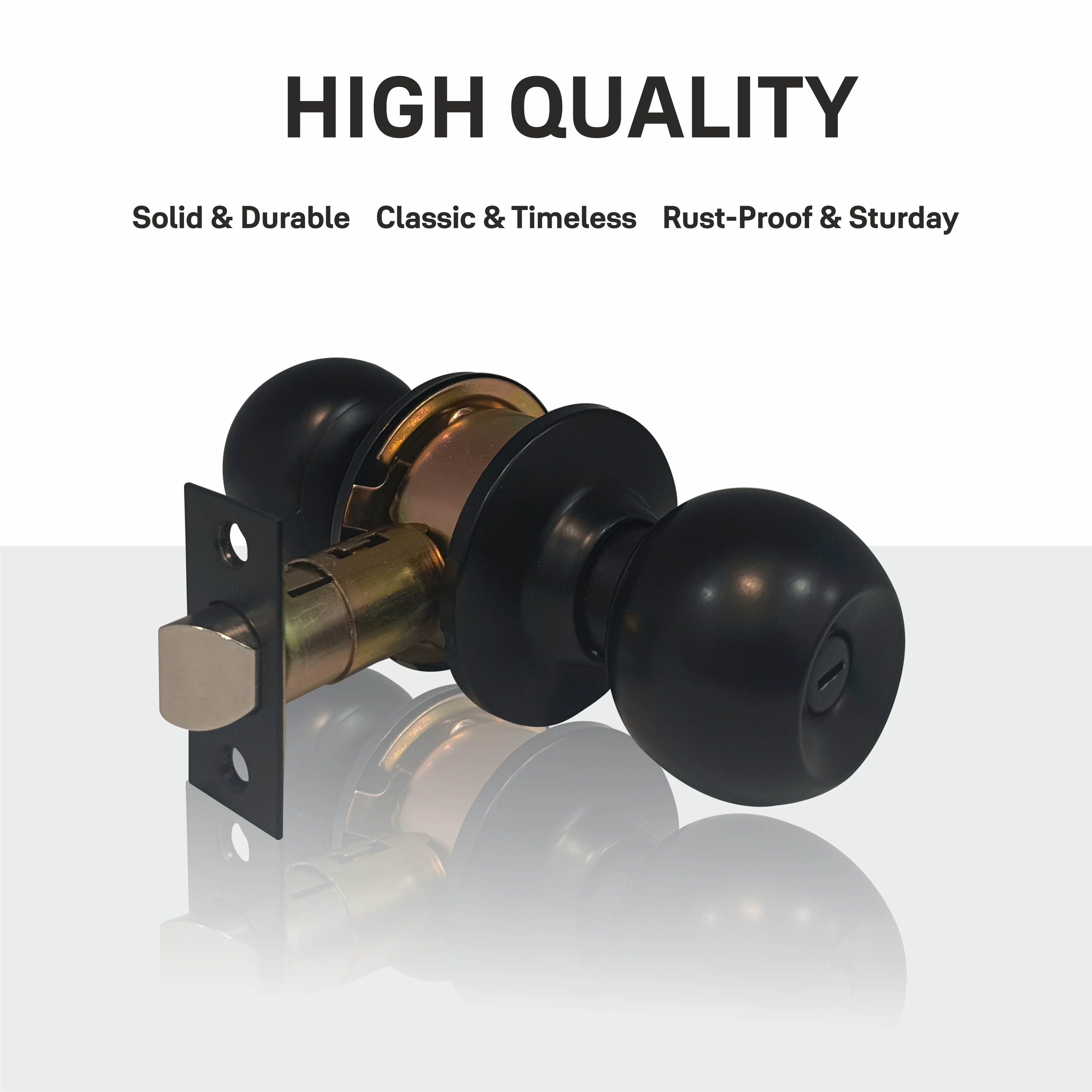 CA5122 US 19 Knobset 60/70mm Backset, Bathroom (without key) Black - Image 9