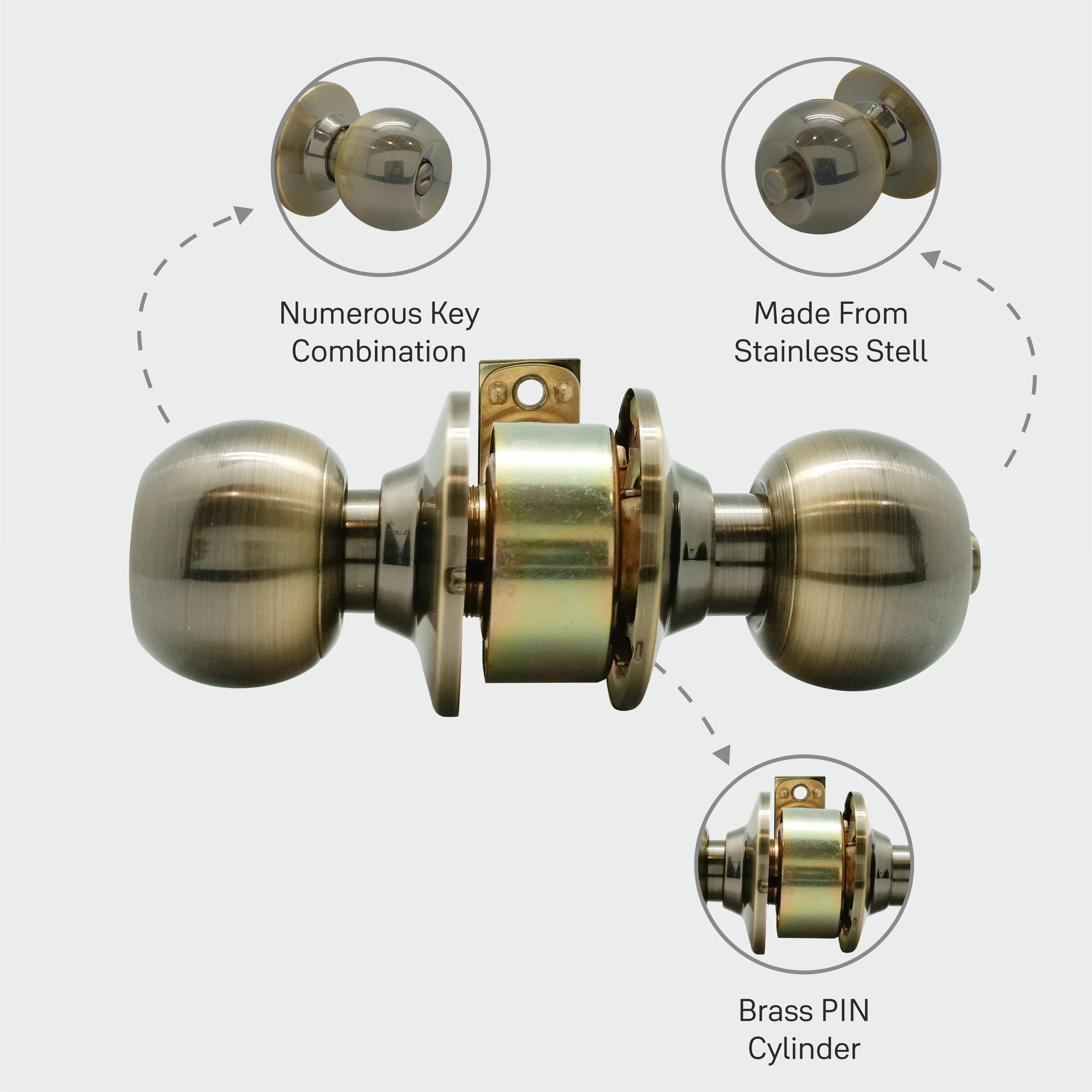 CA5122 Knobset- 60/70mm B/S, Bathroom Antique Brass - Image 8