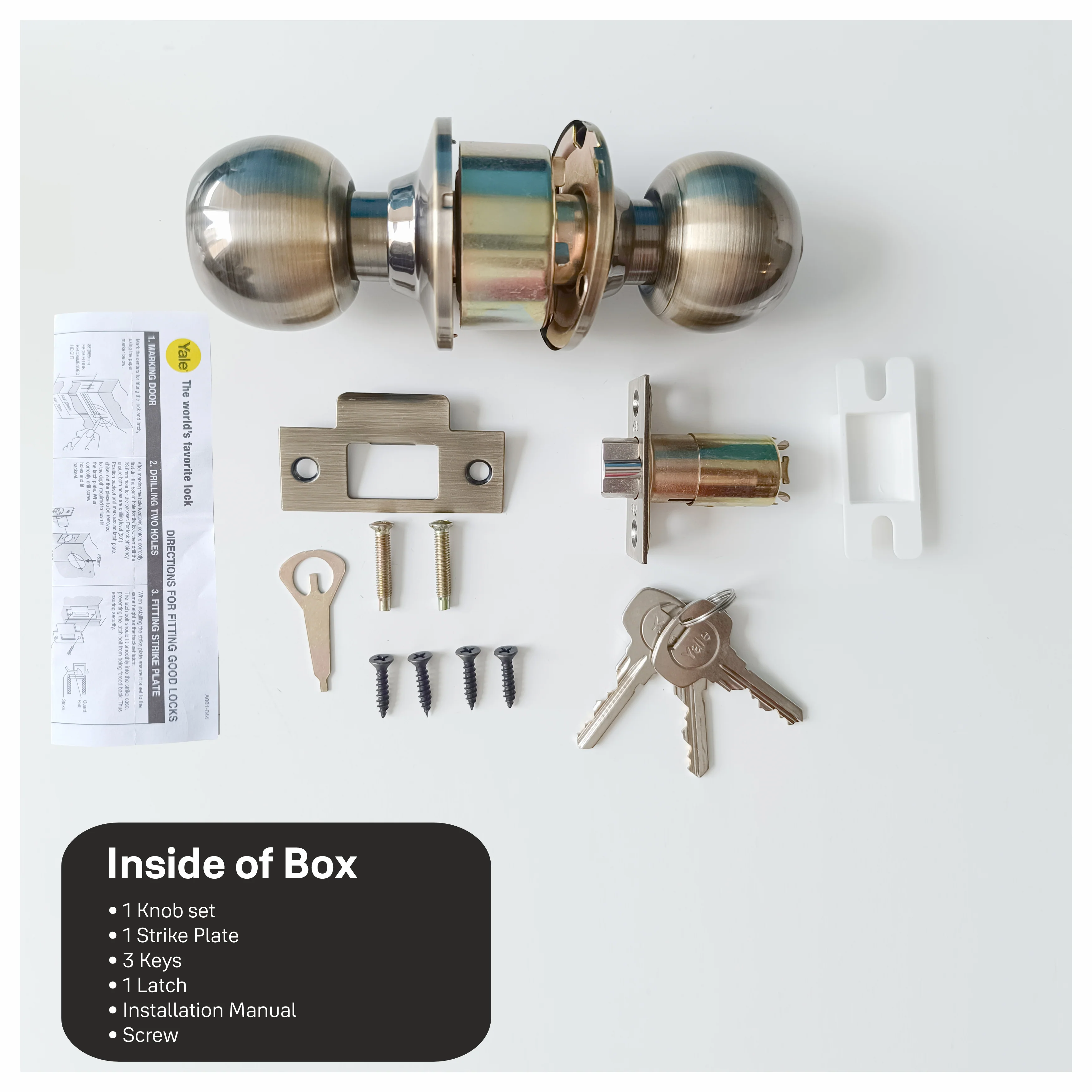 CA5127 Knobset 60/70mm B/S Entrance, Antique Brass - Image 5