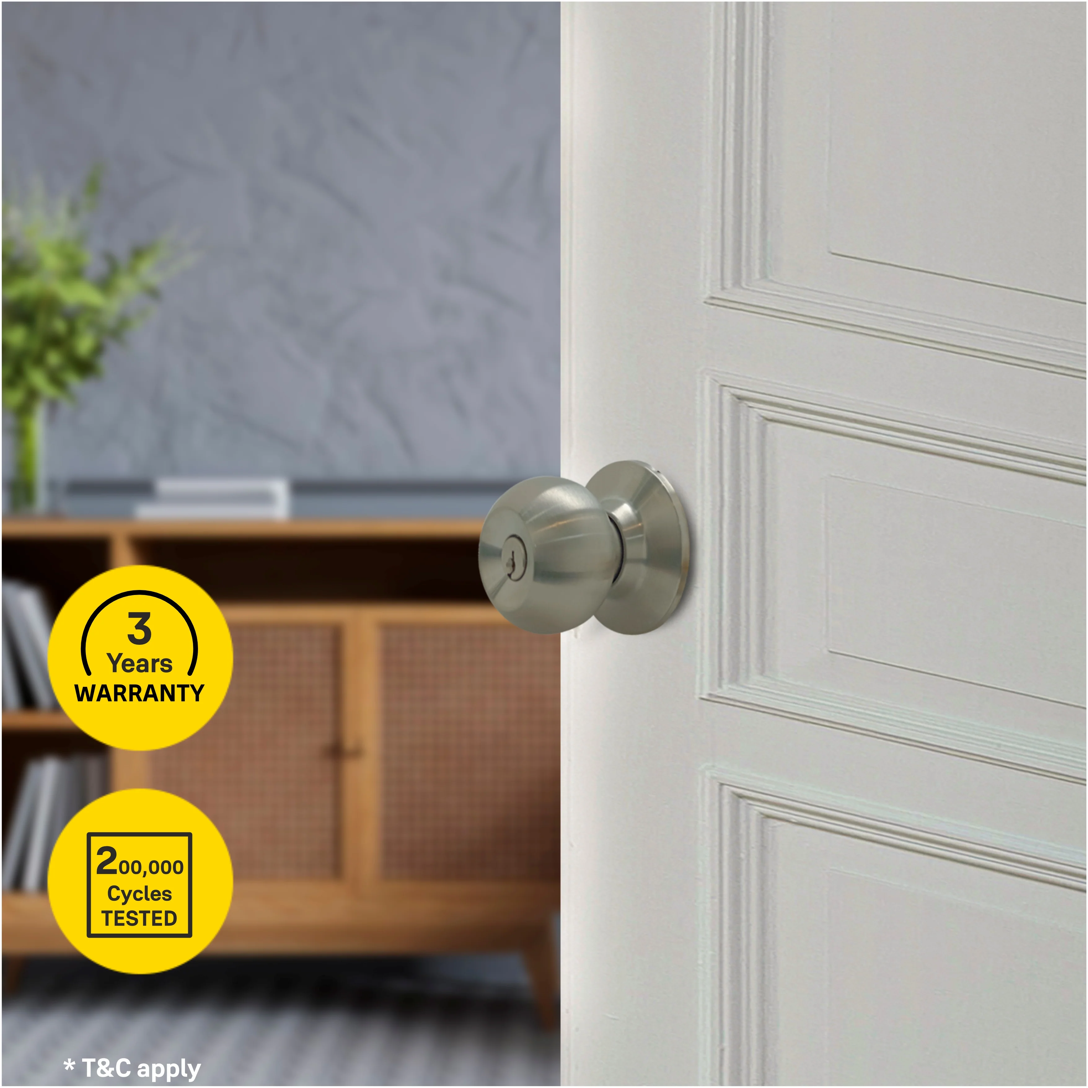 CA5127 Knobset 60/70mm B/S, Entrance, Satin Steel - Image 4