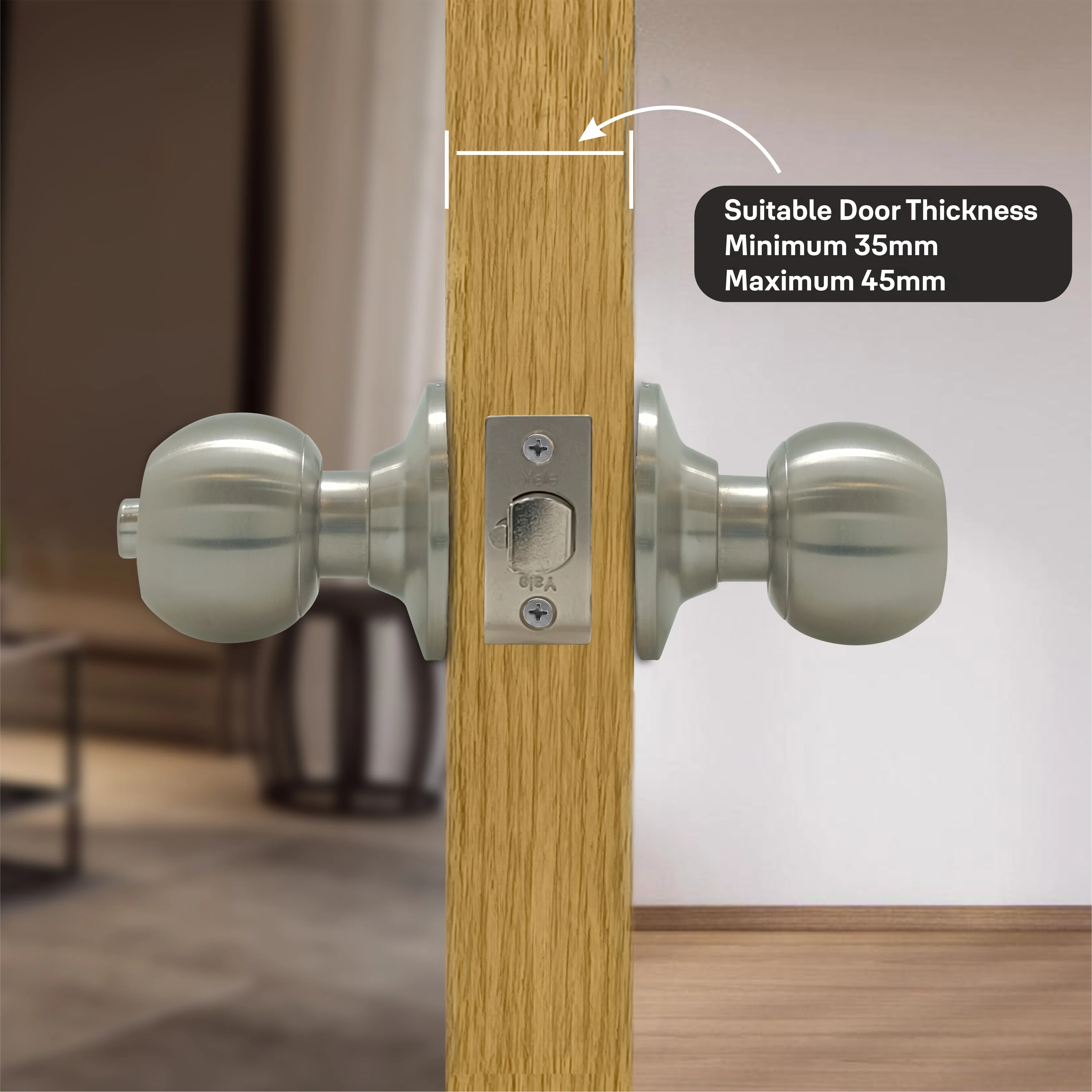 CA5127 Knobset 60/70mm B/S, Entrance, Satin Steel - Image 8