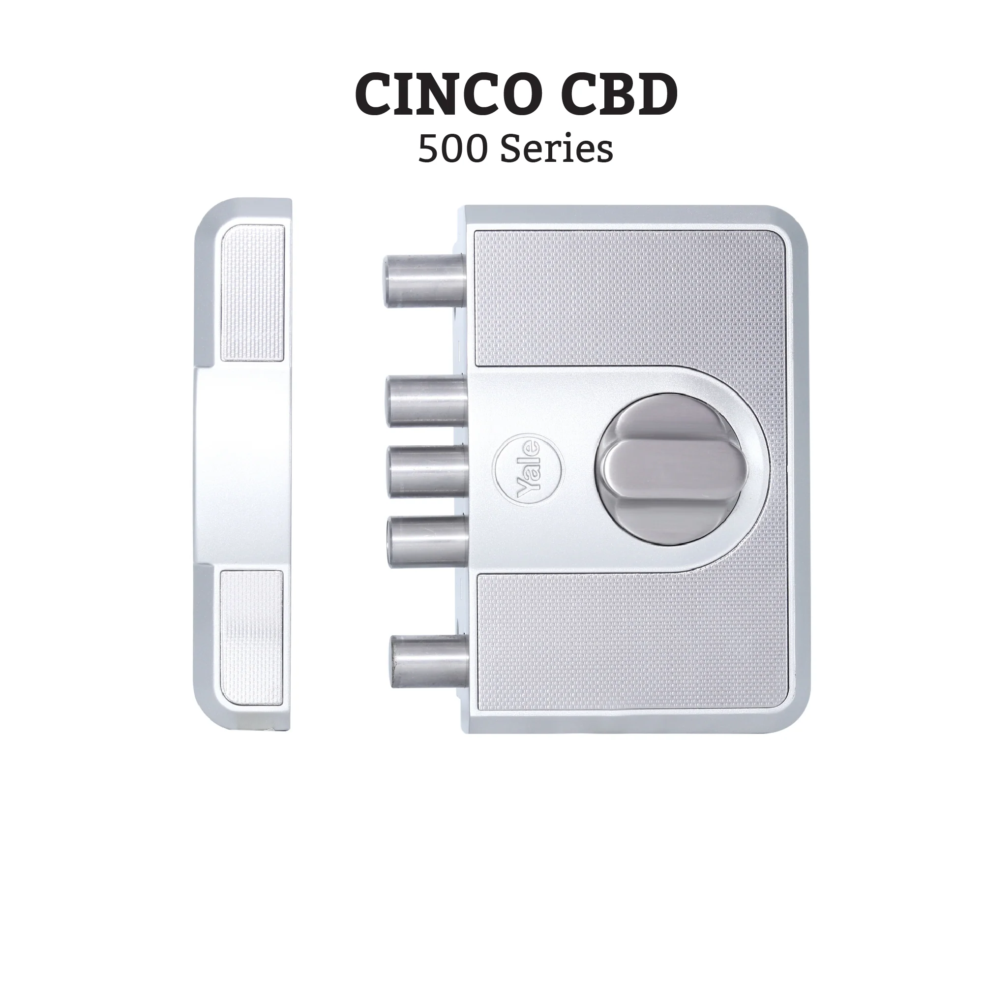 CBD-Cinco 500 Series 5 Dead Bolt Main Door RIM Lock, Knob Inside, Silver, With Dimple Keys - Image 5