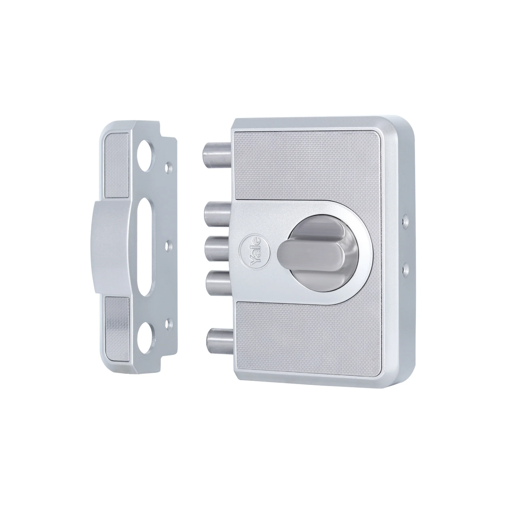 CBD-Cinco 500 Series 5 Dead Bolt Main Door RIM Lock, Knob Inside, Silver, With Dimple Keys - Image 7