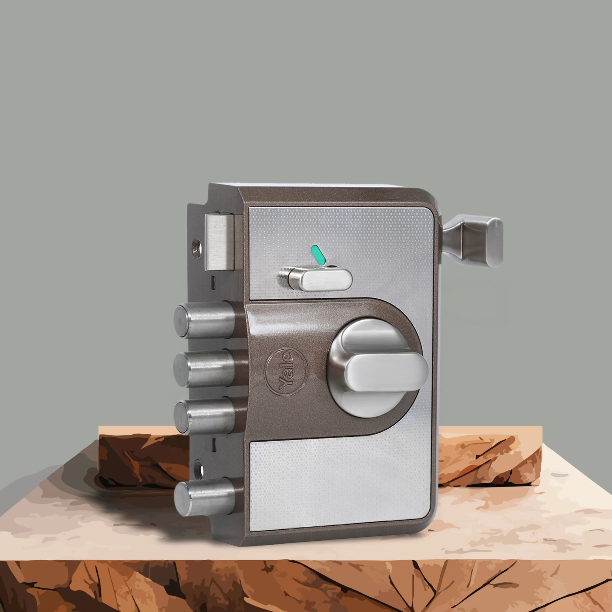 Yale Cinco 500 Series Main Door RIM Lock with 1 Latch & 4 Deadbolt, Outside Key and Knob Inside, Brown, Dimple keys - Image 3