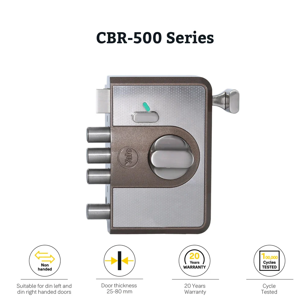 Yale Cinco 500 Series Main Door RIM Lock with 1 Latch & 4 Deadbolt, Outside Key and Knob Inside, Brown, Dimple keys - Image 6