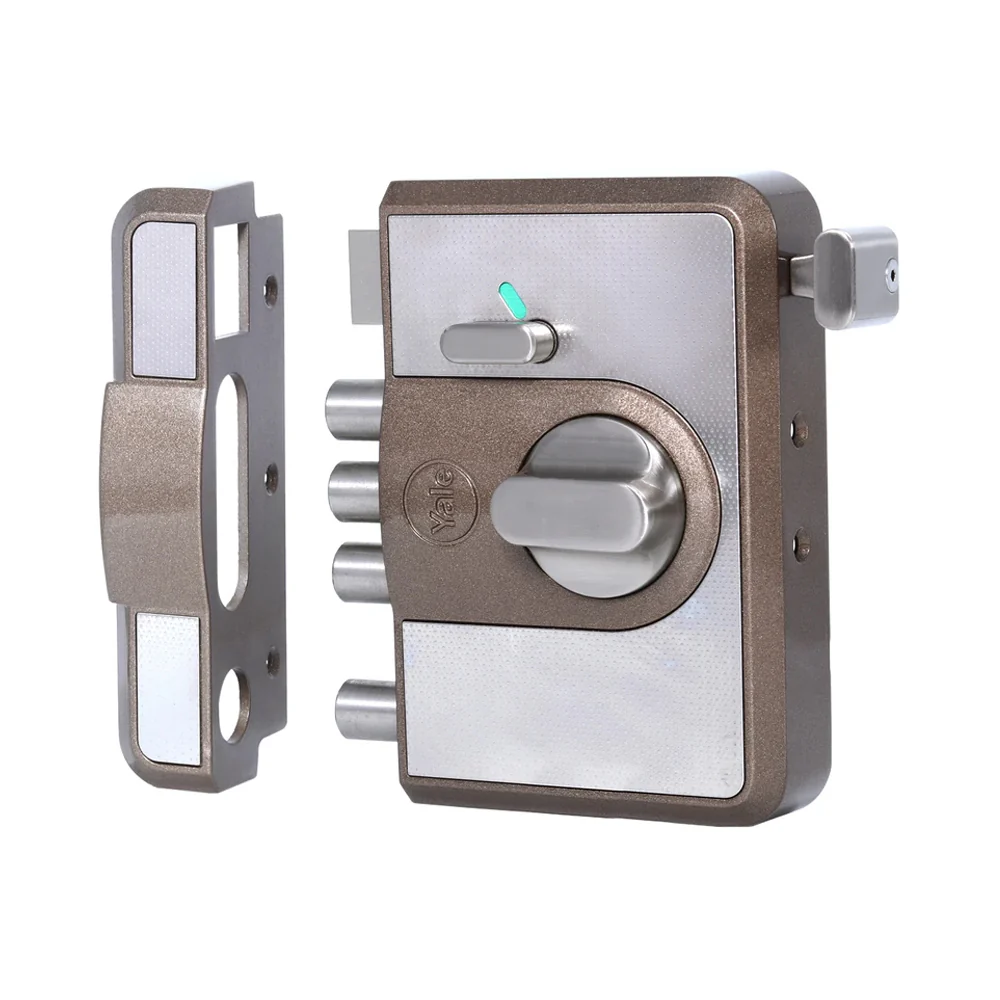 Yale Cinco 500 Series Main Door RIM Lock with 1 Latch & 4 Deadbolt, Outside Key and Knob Inside, Brown, Dimple keys - Image 9