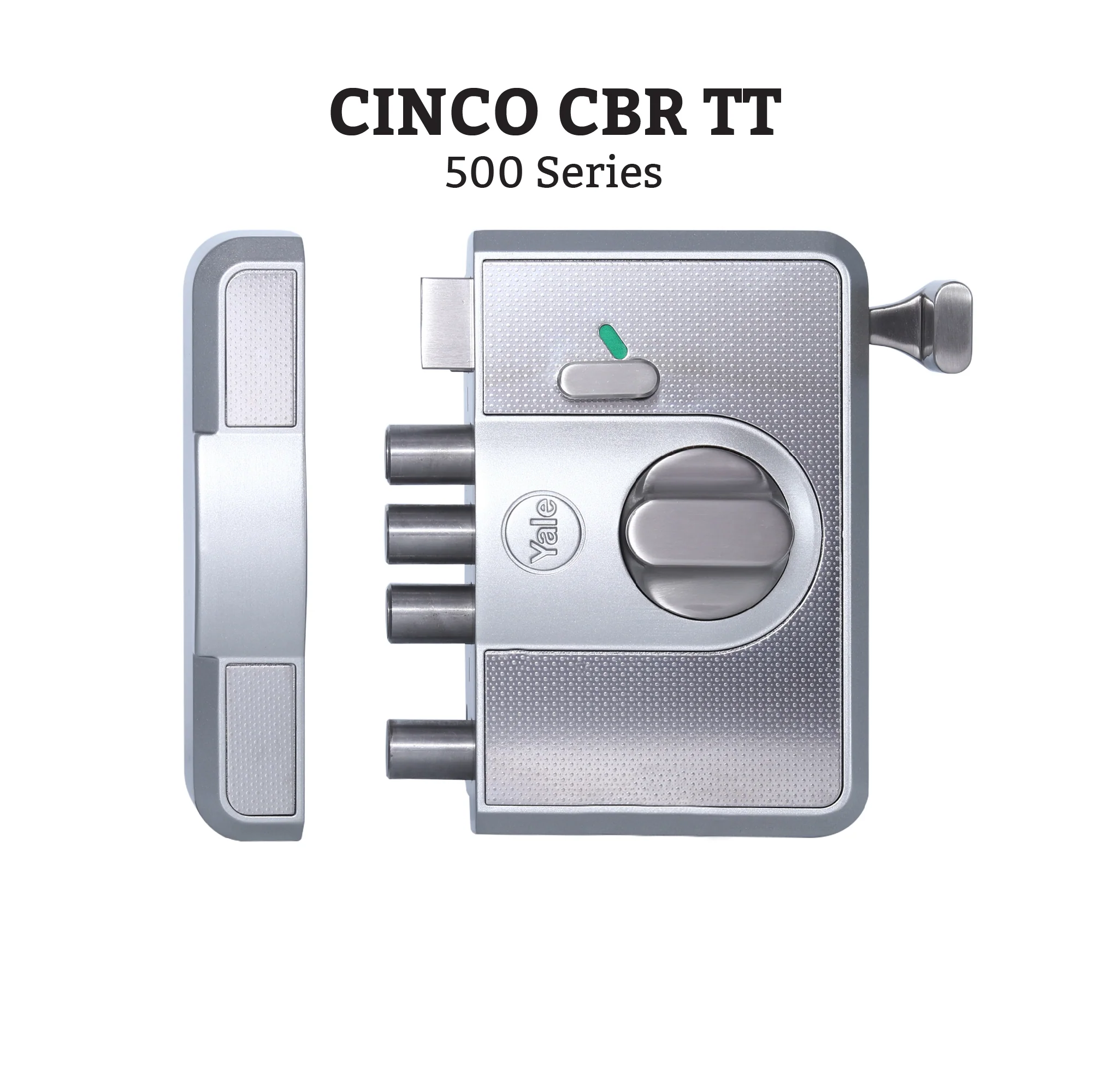 CBR-Cinco 500,Latch & DeadBolt Main Door Lock, Knob Inside, Silver - Image 5