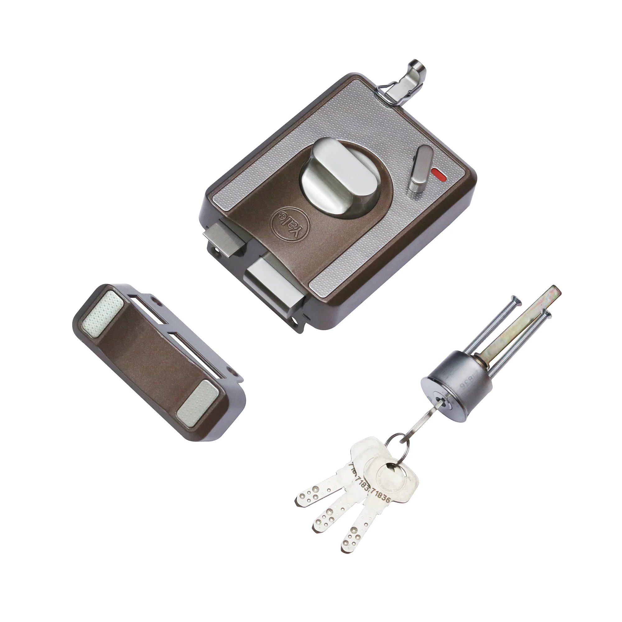 CBS-Cinco Stark Series Premium Rim Main Door Lock , Knob Inside, Brown - Image 4