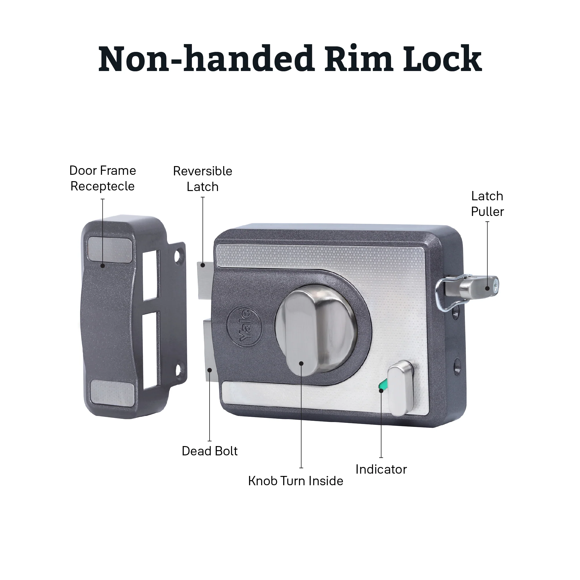 CBS-Cinco Stark Series Premium Rim Main Door Lock , Knob Inside, Grey - Image 4