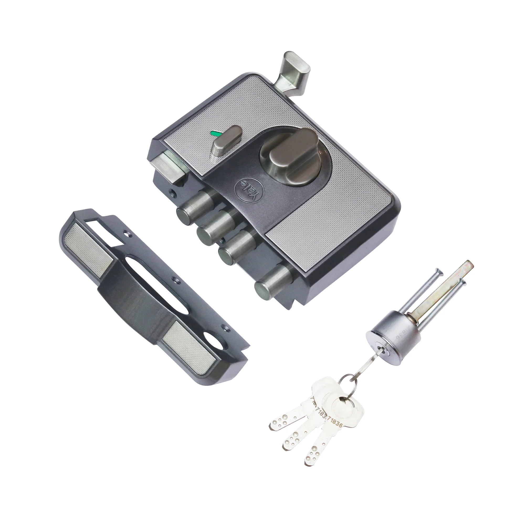 CBD-Cinco 500 Series 5 Dead Bolt Main Door RIM Lock, Knob Inside, Grey, With Dimple Keys - Image 8