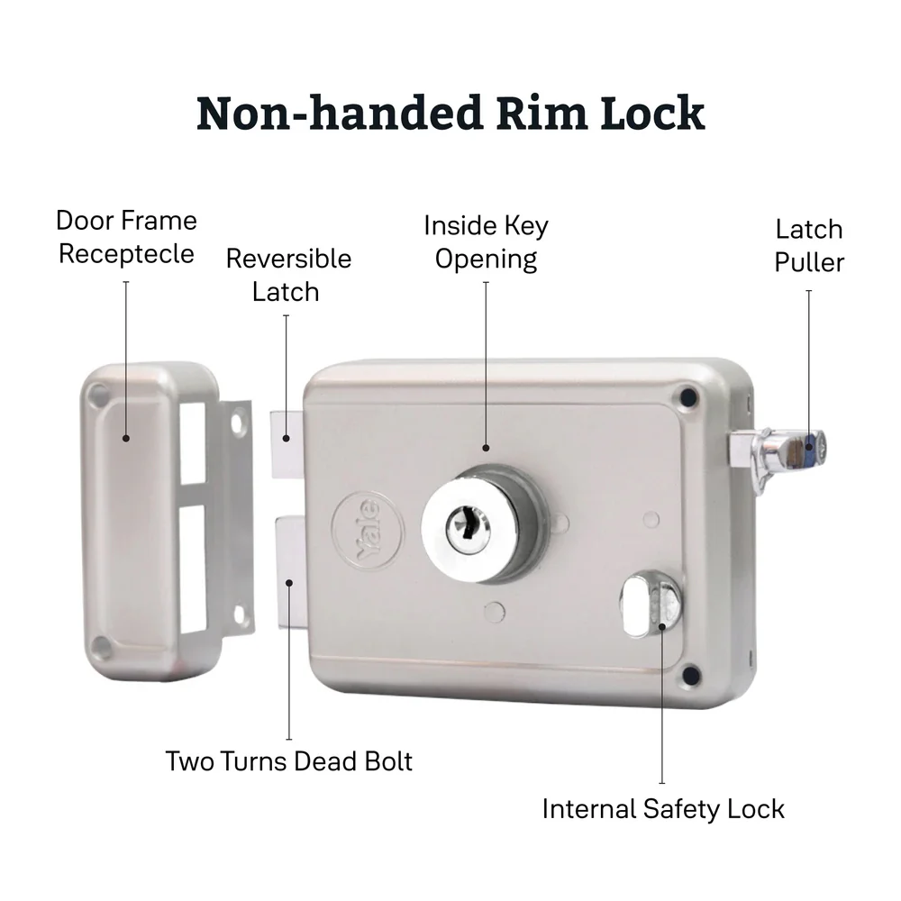 R600 DC, Main door rim lock, With both side keys, Regular Keys, Silver - Image 5