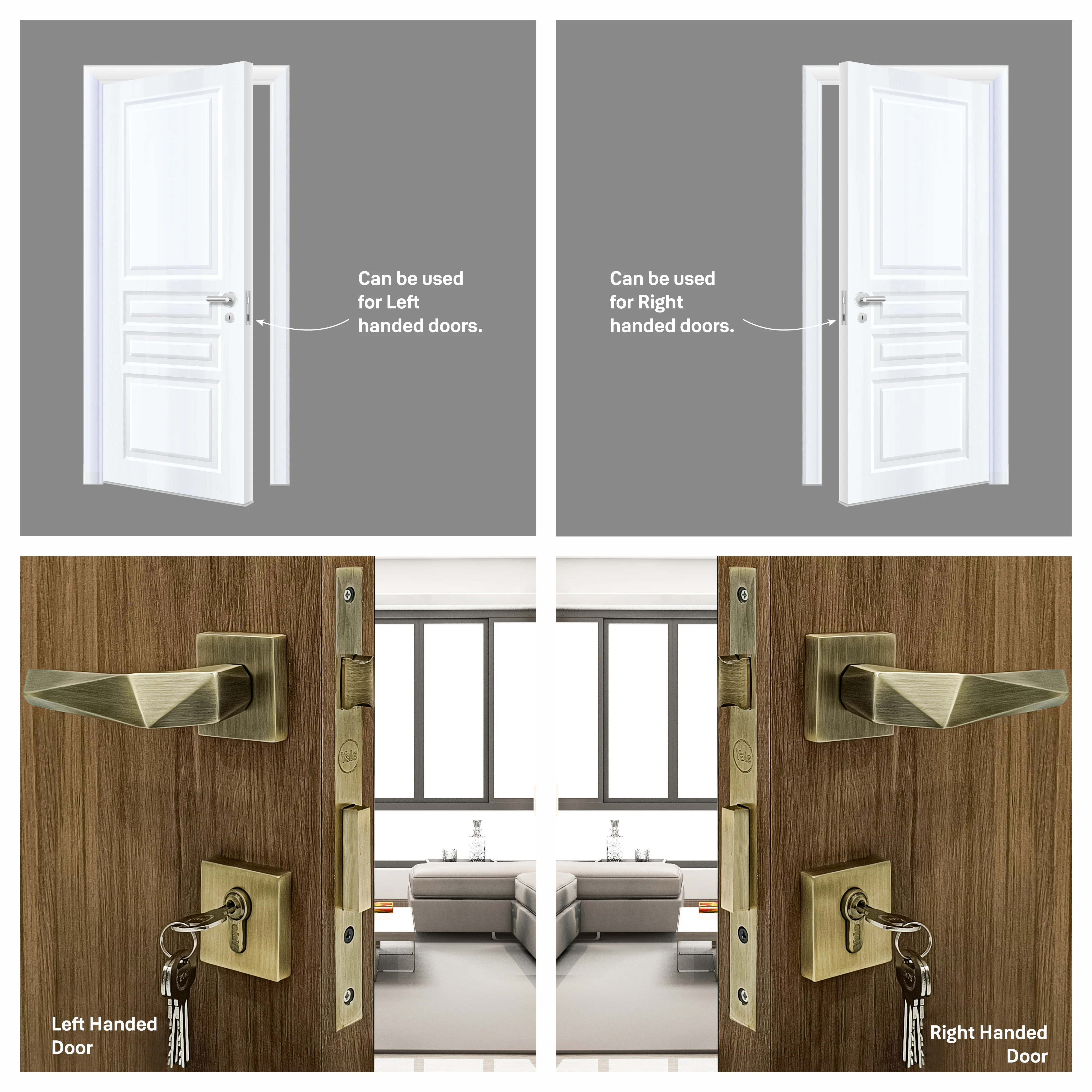 SM-01-01-02 Yale SM series Mortise Lock Comboset with Rose and Escutcheons, Cylinder with Knob inside and keys Outside, AB Finish - Image 12