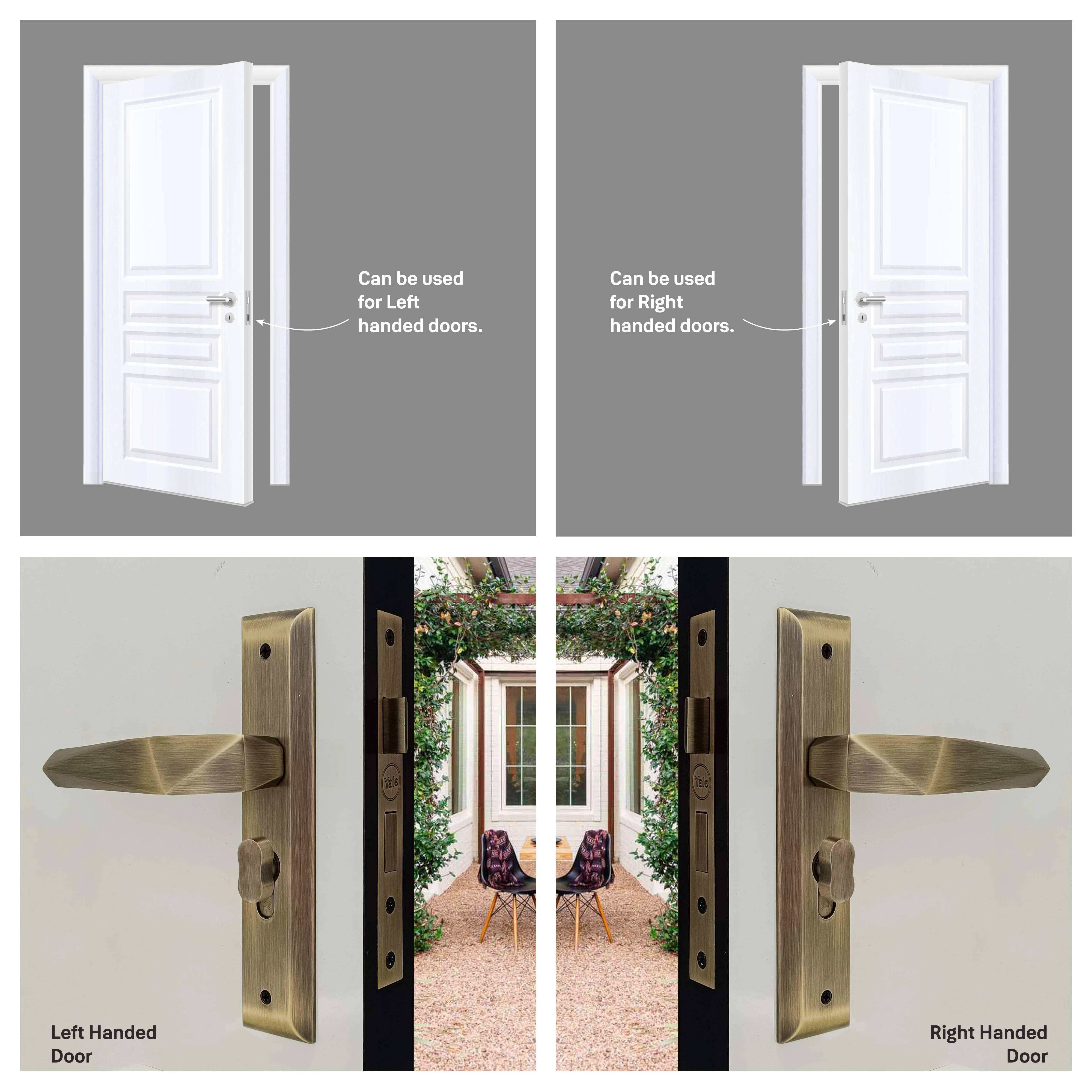 SM-01-02-02 Yale SM series Mortise Lock Comboset with backplated Handle, Cylinder with Knob inside and keys Outside, Antique Brass - Image 5