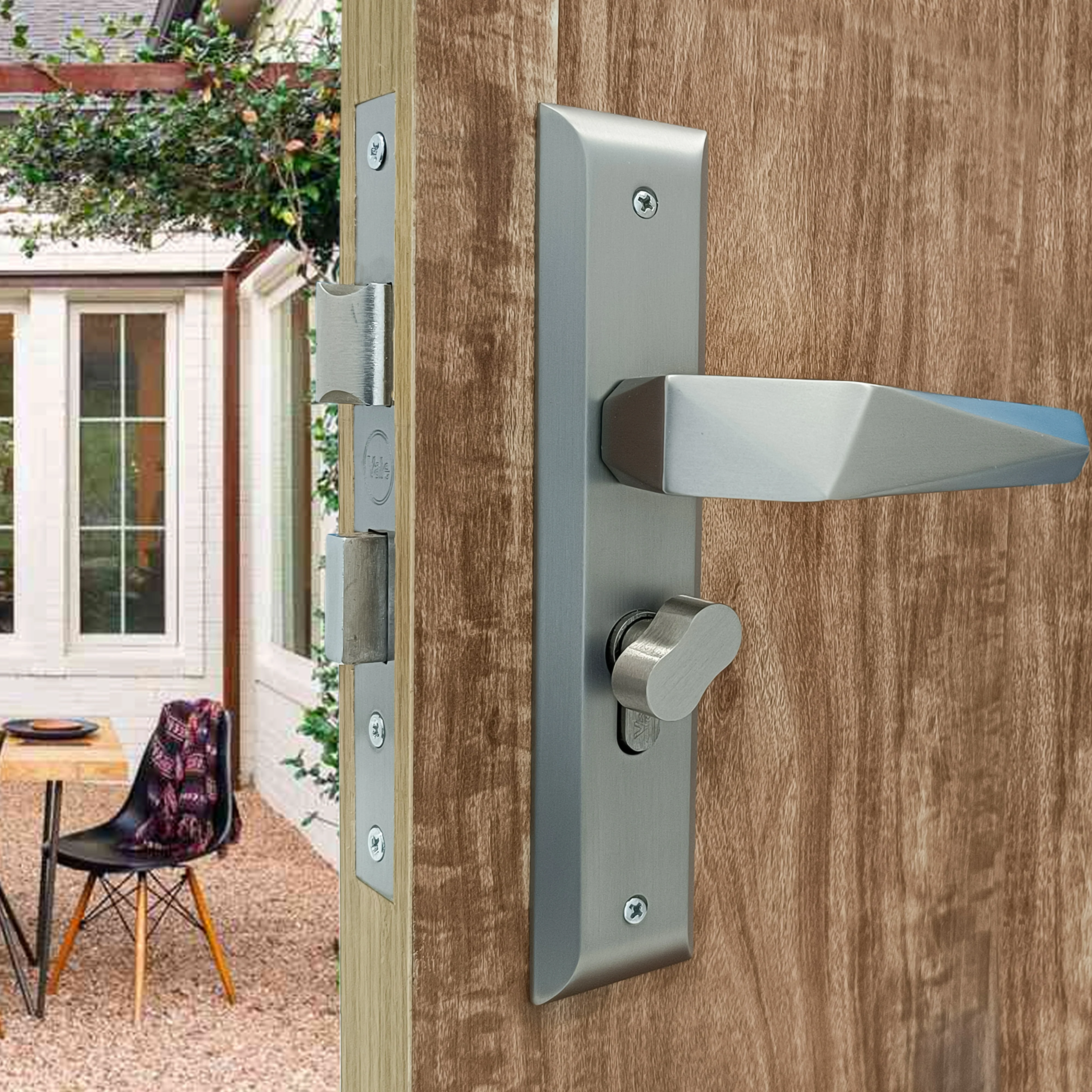 SM-01-02-01 Yale SM series Mortise Lock Comboset with backplated Handle, Cylinder with Knob inside and keys Outside, SS Finish - Image 3