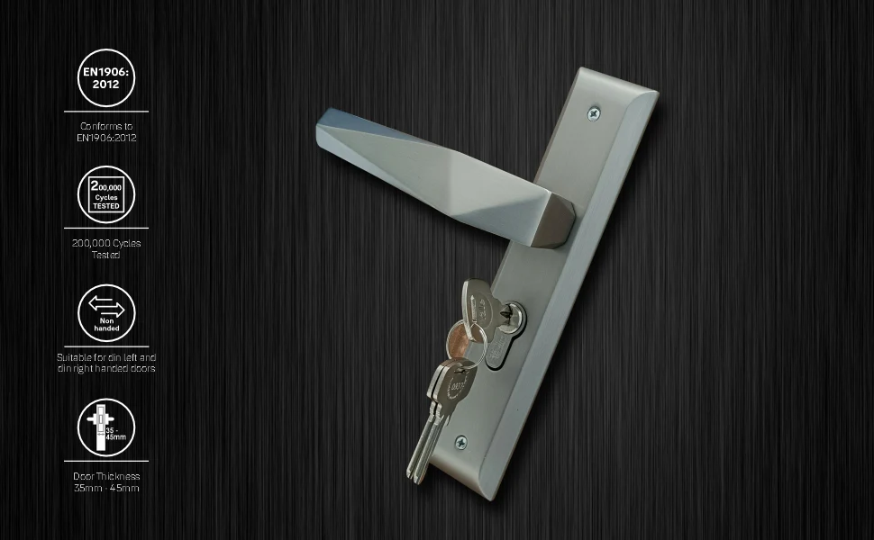 SM-01-02-01 Yale SM series Mortise Lock Comboset with backplated Handle, Cylinder with Knob inside and keys Outside, SS Finish - Image 4