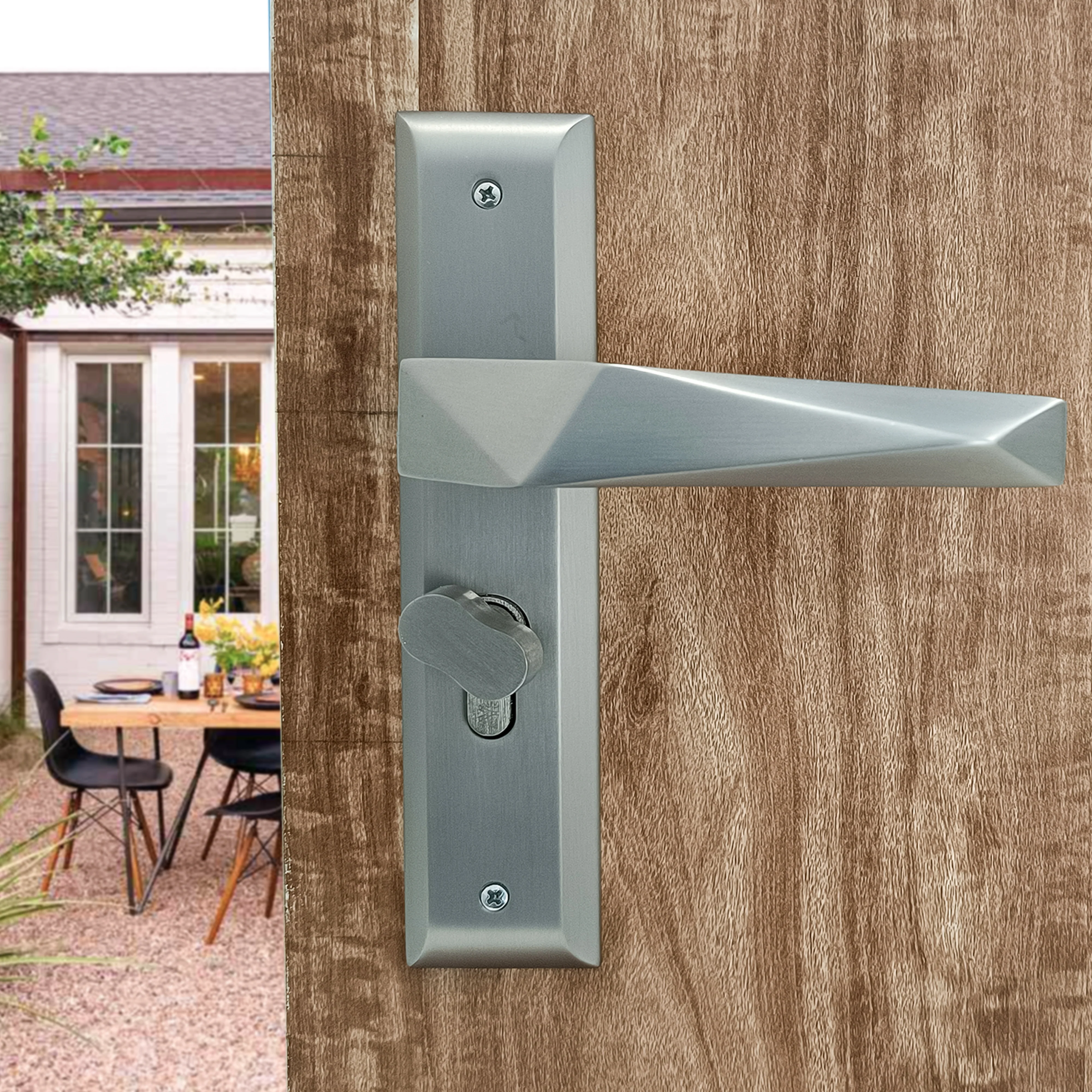 SM-01-02-01 Yale SM series Mortise Lock Comboset with backplated Handle, Cylinder with Knob inside and keys Outside, SS Finish - Image 7