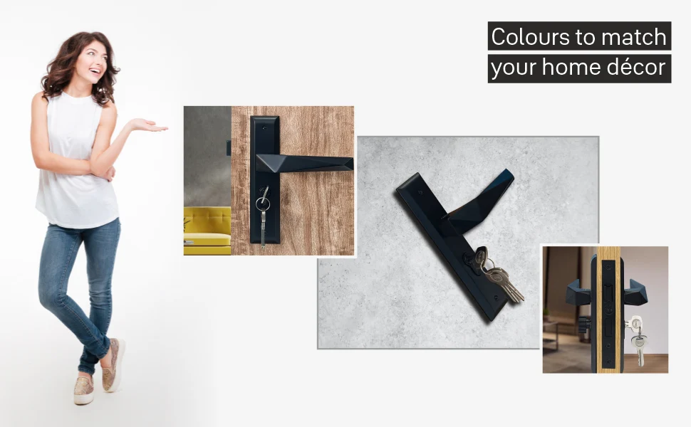 SM-01-02-03 Yale SM series Mortise Lock Comboset with backplated Handle, Cylinder with Knob inside and keys Outside, Black Matt Finish - Image 6