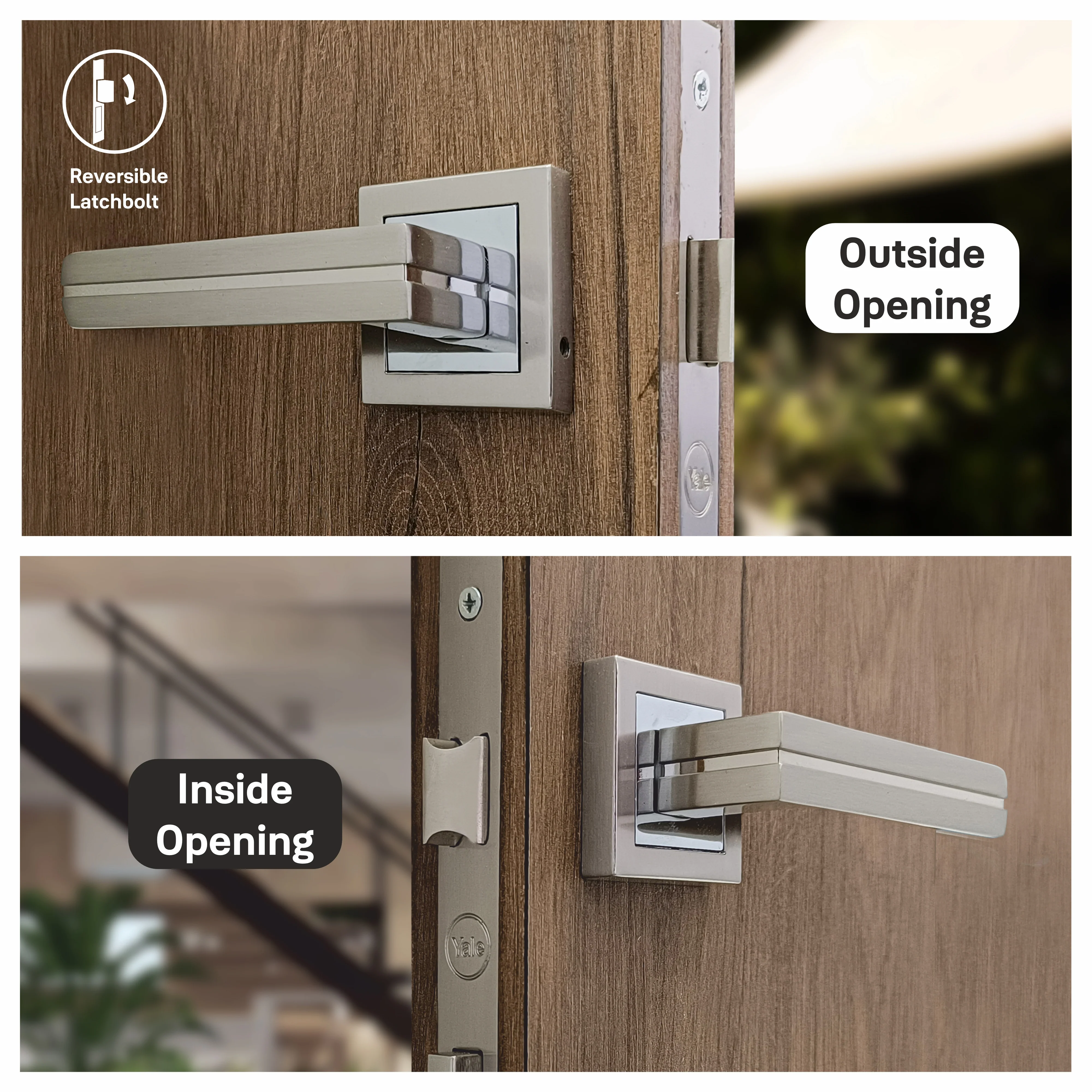 SM-02-01-01 Yale SM series Mortise Lock Comboset with Rose and Escutcheons, Cylinder with Knob inside and keys Outside, SS Finish - Image 11