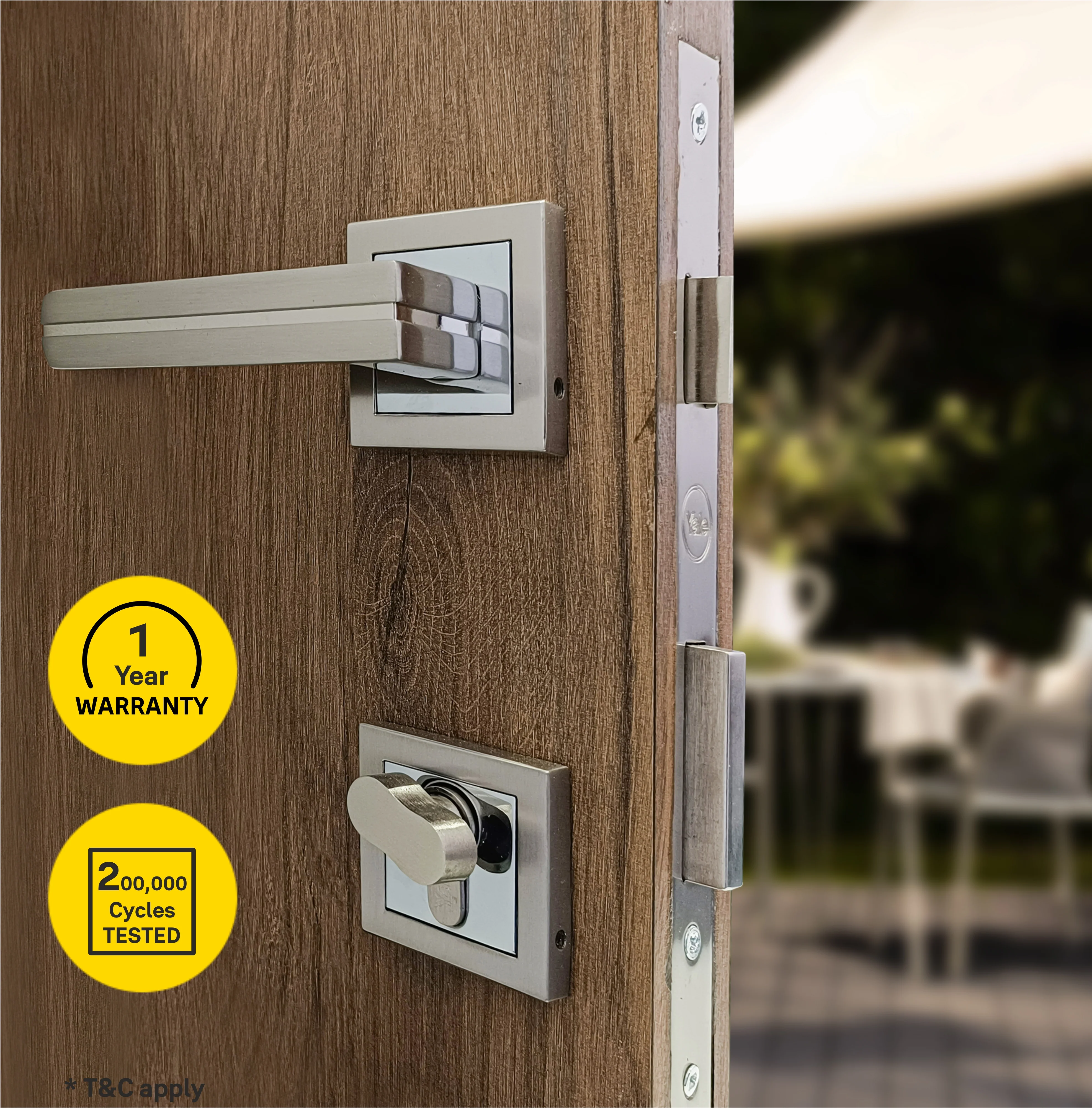 SM-02-01-01 Yale SM series Mortise Lock Comboset with Rose and Escutcheons, Cylinder with Knob inside and keys Outside, SS Finish - Image 9