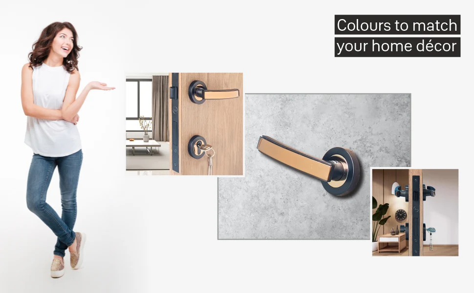 SM-04-01-03 Yale SM series Mortise Lock Comboset, Cylinder with Knob inside and keys Outside, Black and Rose Gold Dual Finish - Image 6