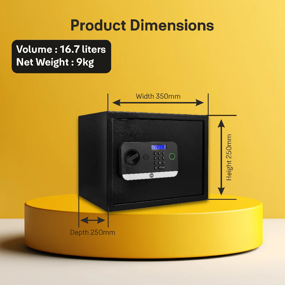 Yale Stellar 250 Biometric Safe Locker with Keypad- Medium, 16.7 litre - Image 11