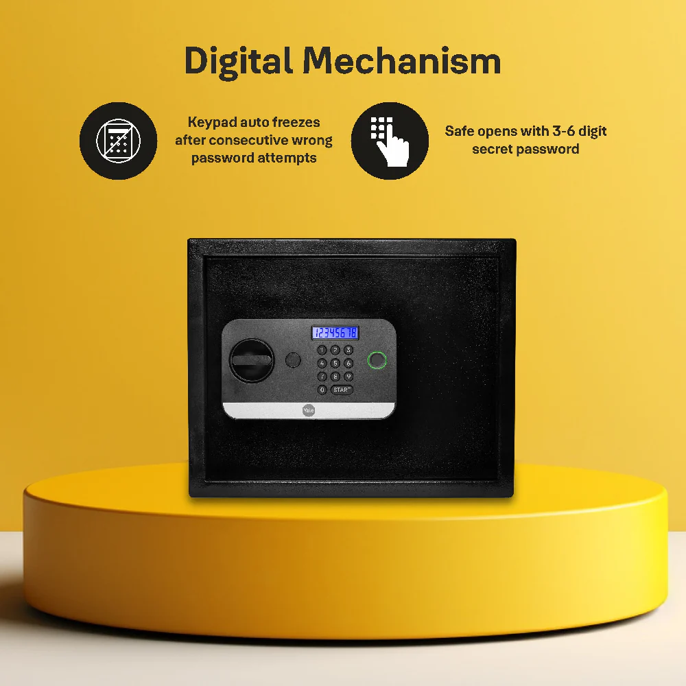 Yale Stellar 300 Biometric Safe locker with Keypad- Large for Home & Office, 27 Litres - Image 3