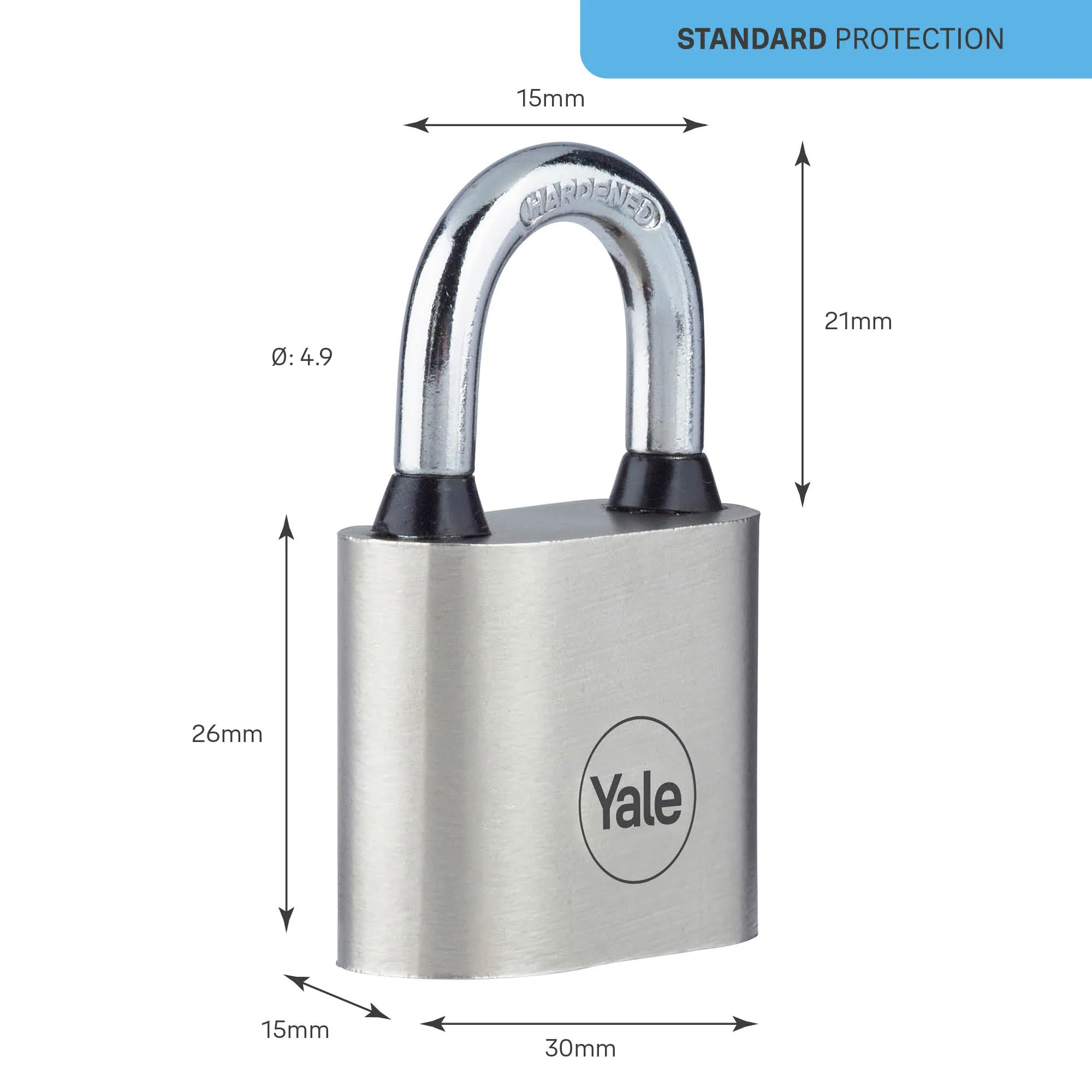 Y112/30/121/1 Yale 30mm Iron Disc Padlock with3 Retaining Keys (Silver Finish) (Pack of 2) - Image 6