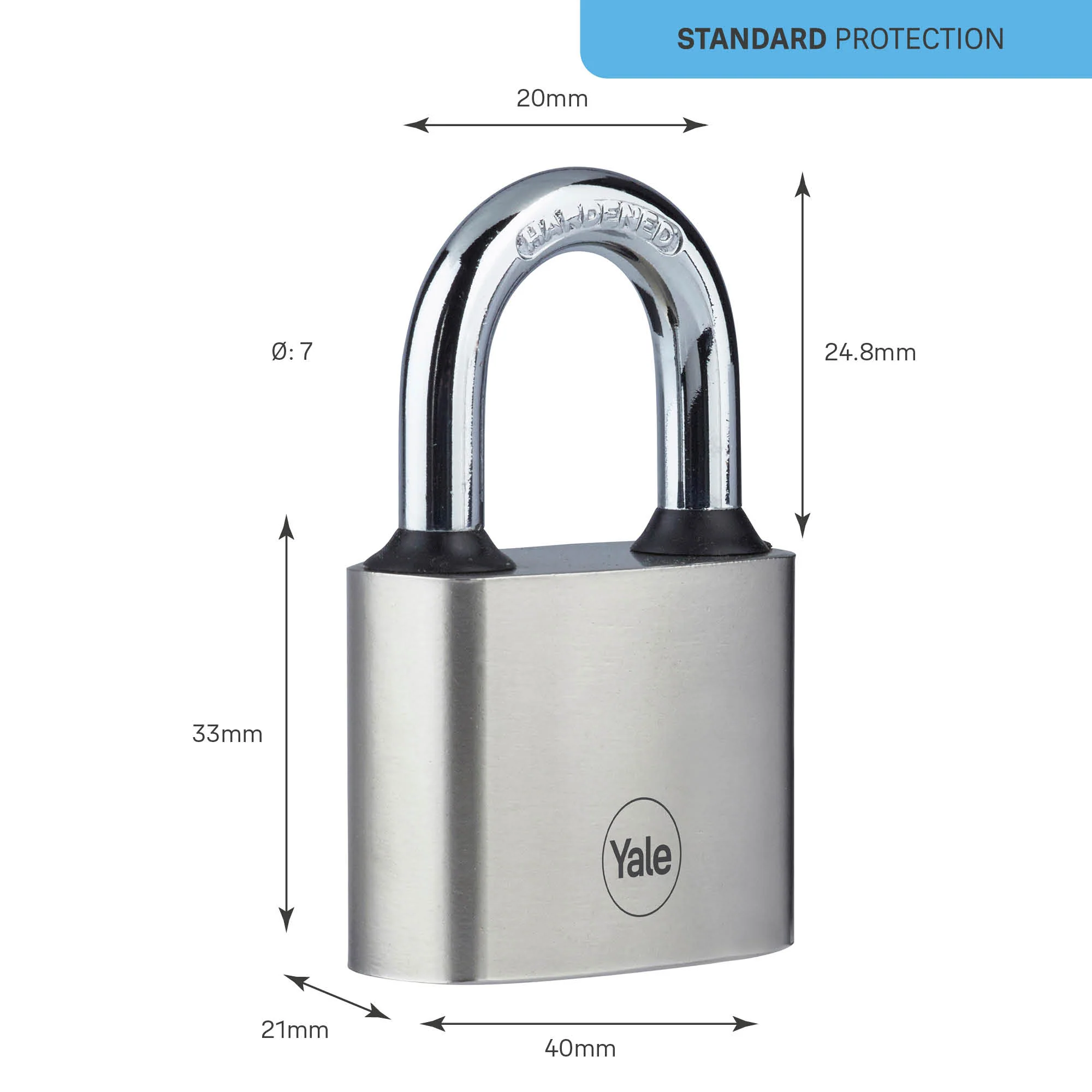 Y112/40/124/1 Yale 40mm Iron Disc Padlock (Pack of 2) with3 Retaining Keys (With each lock) (Silver Finish) - Image 5