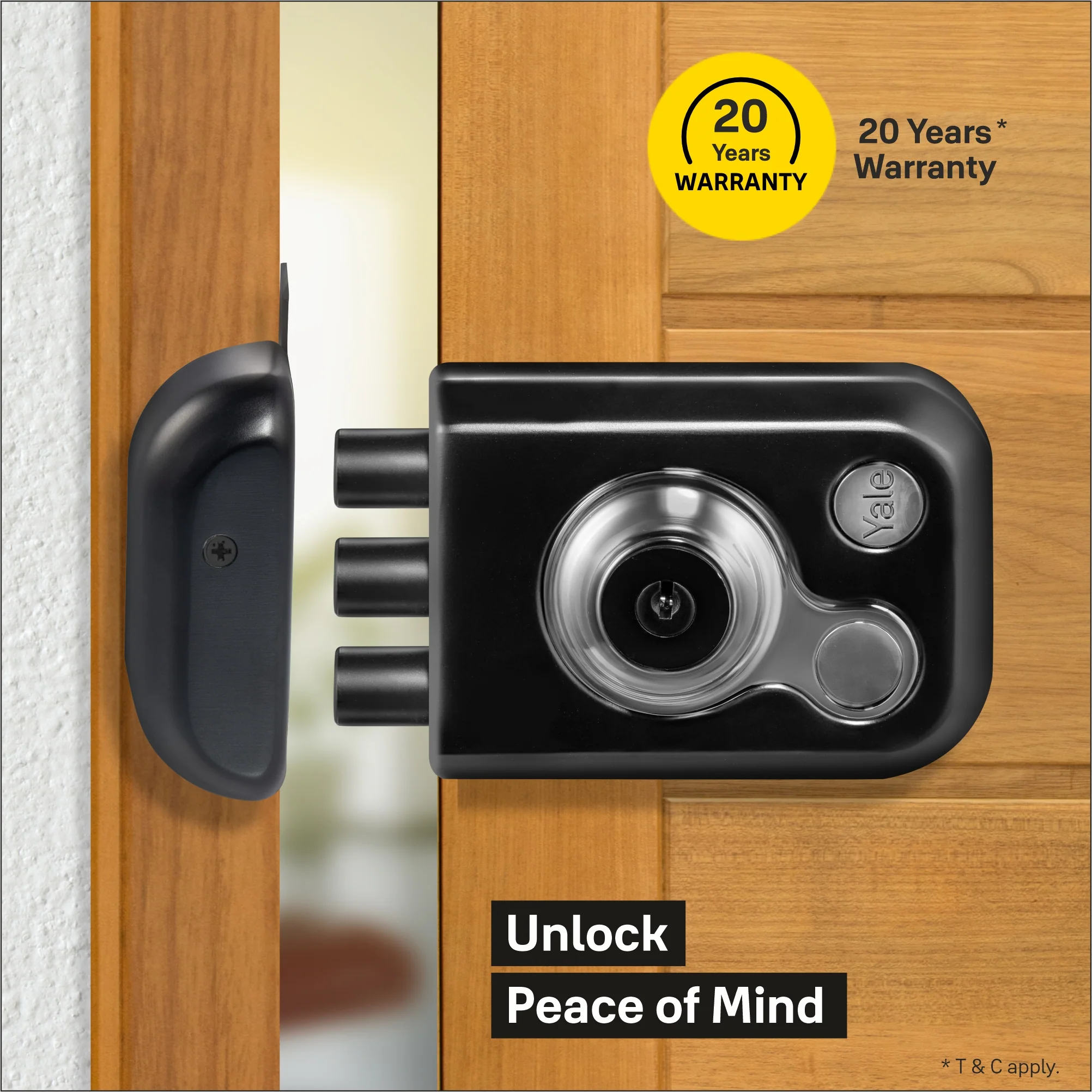 Yale Kratos™ Rim lock – 3 Deadbolt main door lock (KRT-3B-DC-BM/BN)  Brass Matt (BM) / Brushed Nickel (BN) - Image 3