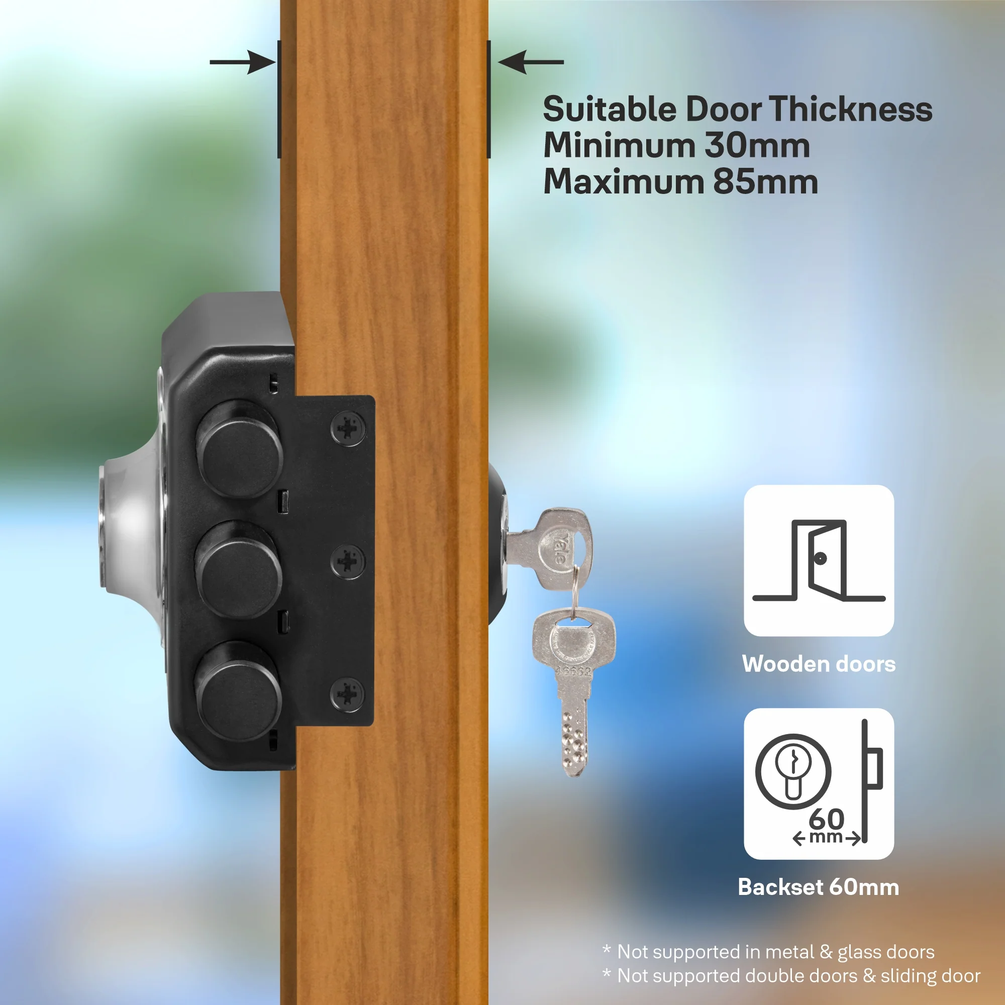 Yale Kratos™ Rim lock – 3 Deadbolt main door lock (KRT-3B-DC-BM/BN)  Brass Matt (BM) / Brushed Nickel (BN) - Image 5