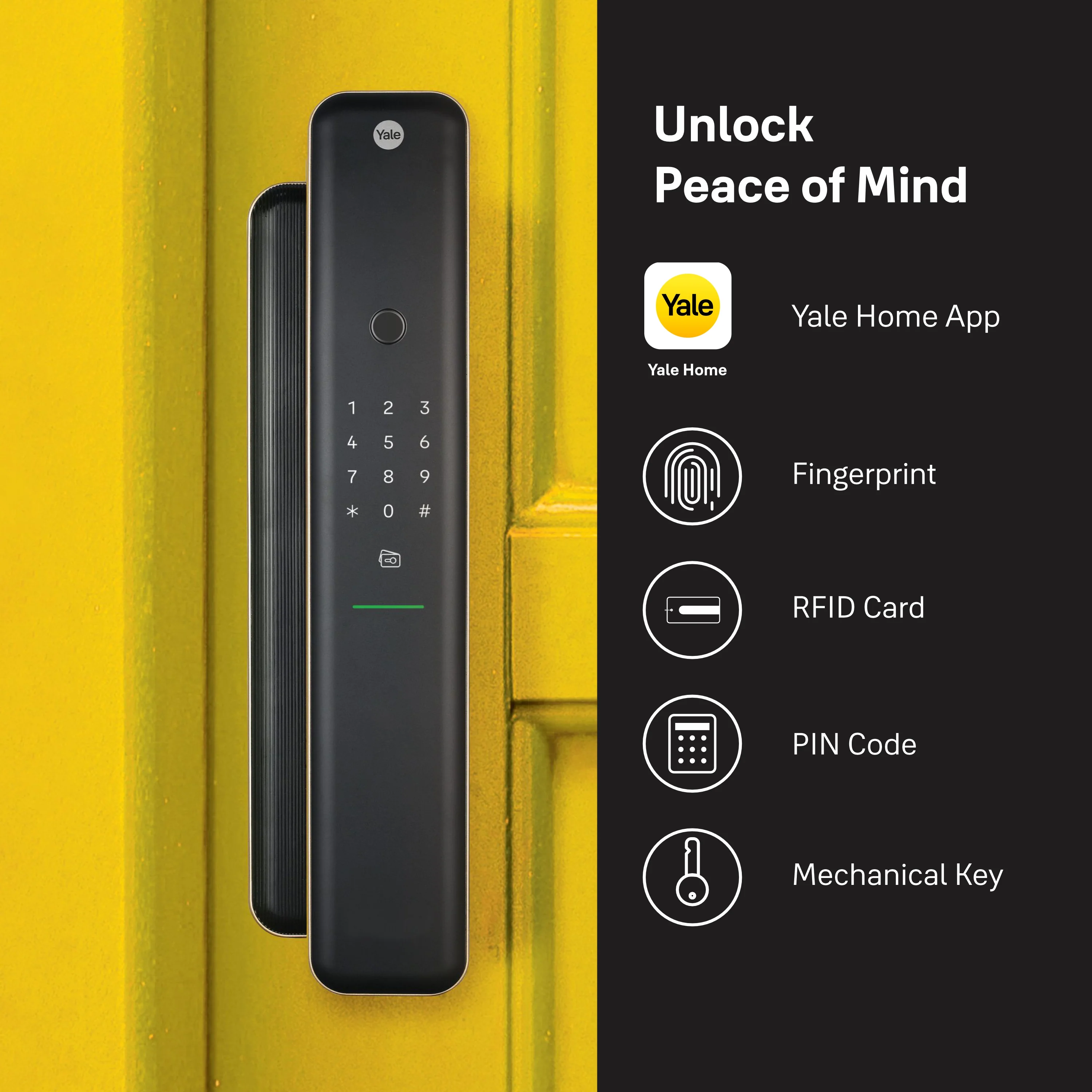 Yale Luna Pro Smart Lock with Fingerprint, PIN, RFID and Manual Key (Bluetooth Module and Wifi Bridge Included) - Image 4