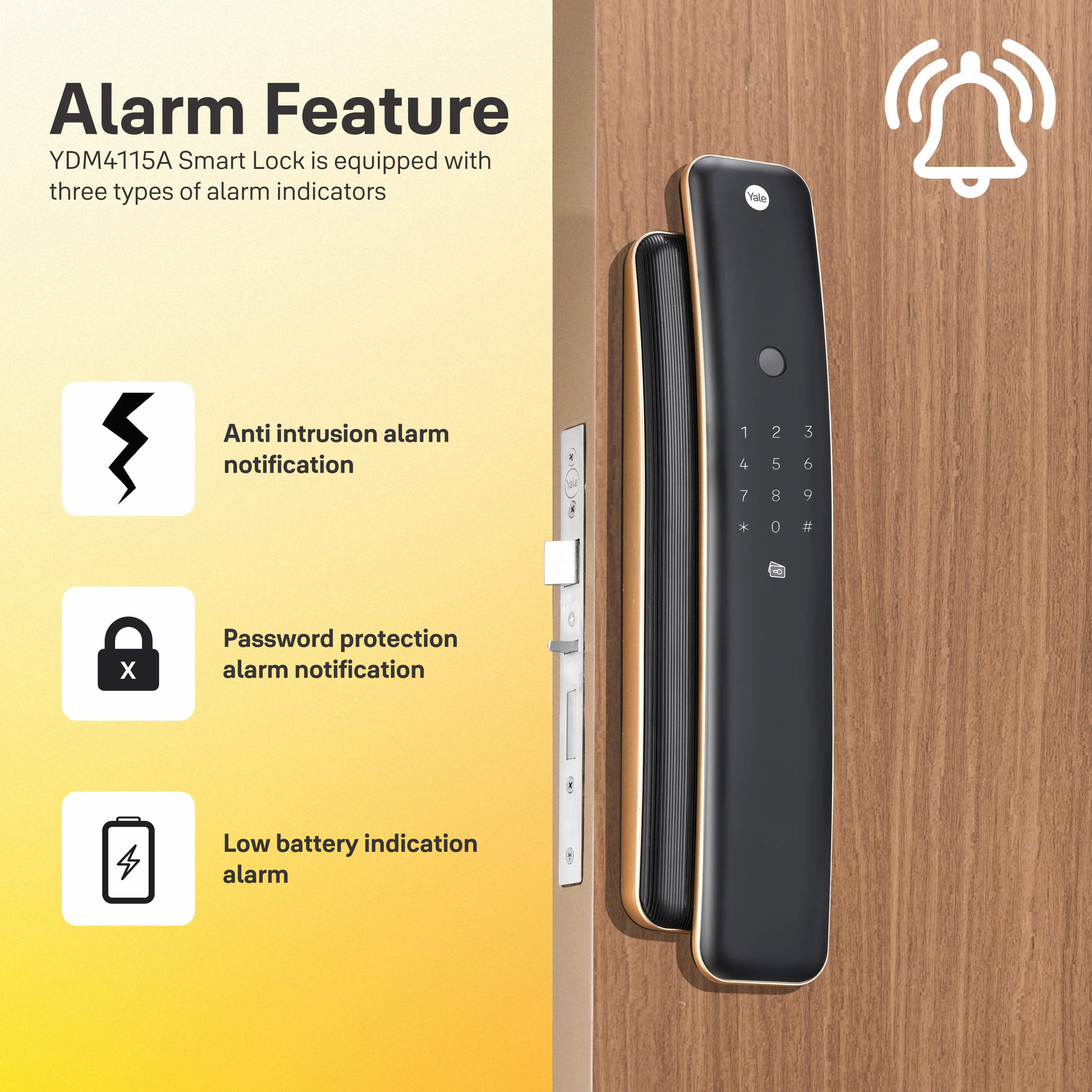 Yale Luna Pro Smart Lock with Fingerprint, PIN, RFID and Manual Key (Bluetooth Module and Wifi Bridge Included) - Image 6
