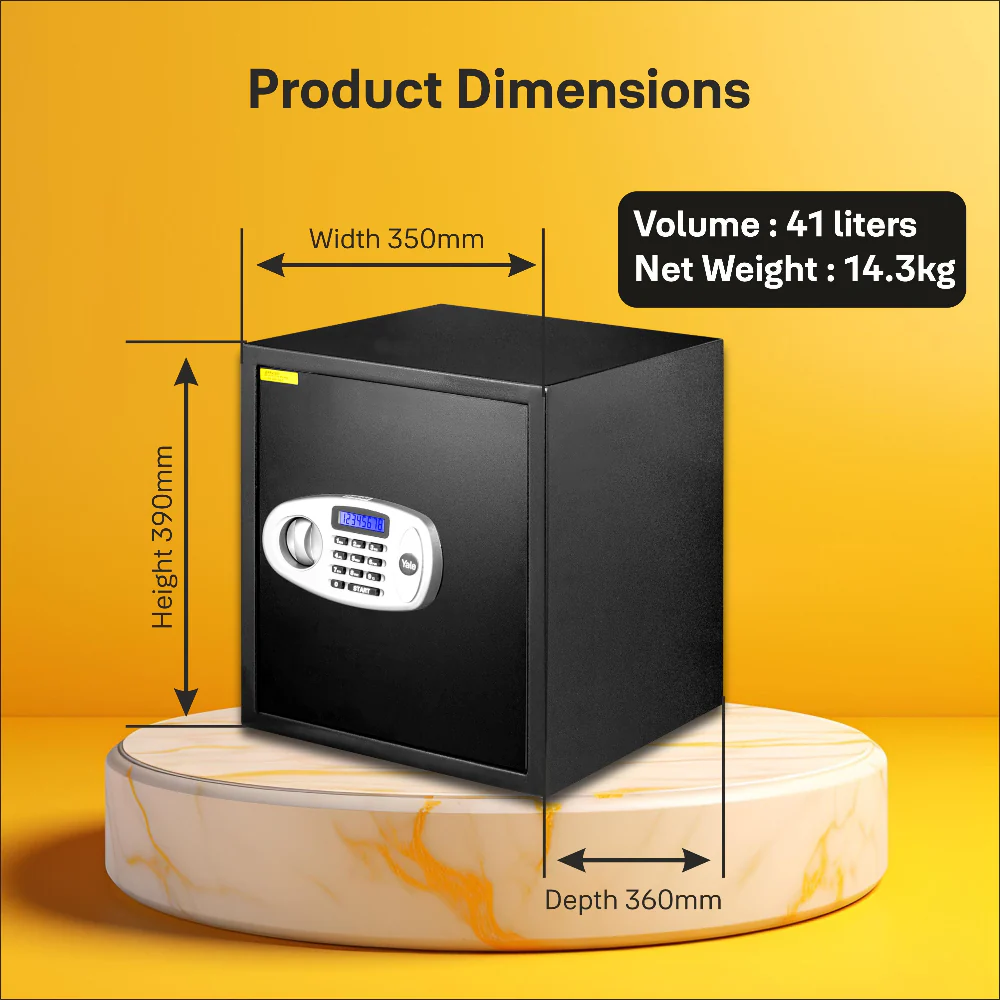 Yale YSS/390/DB2 Standard Large Electronic Safe locker with Pincode Access- 41 litres, Black - Image 13