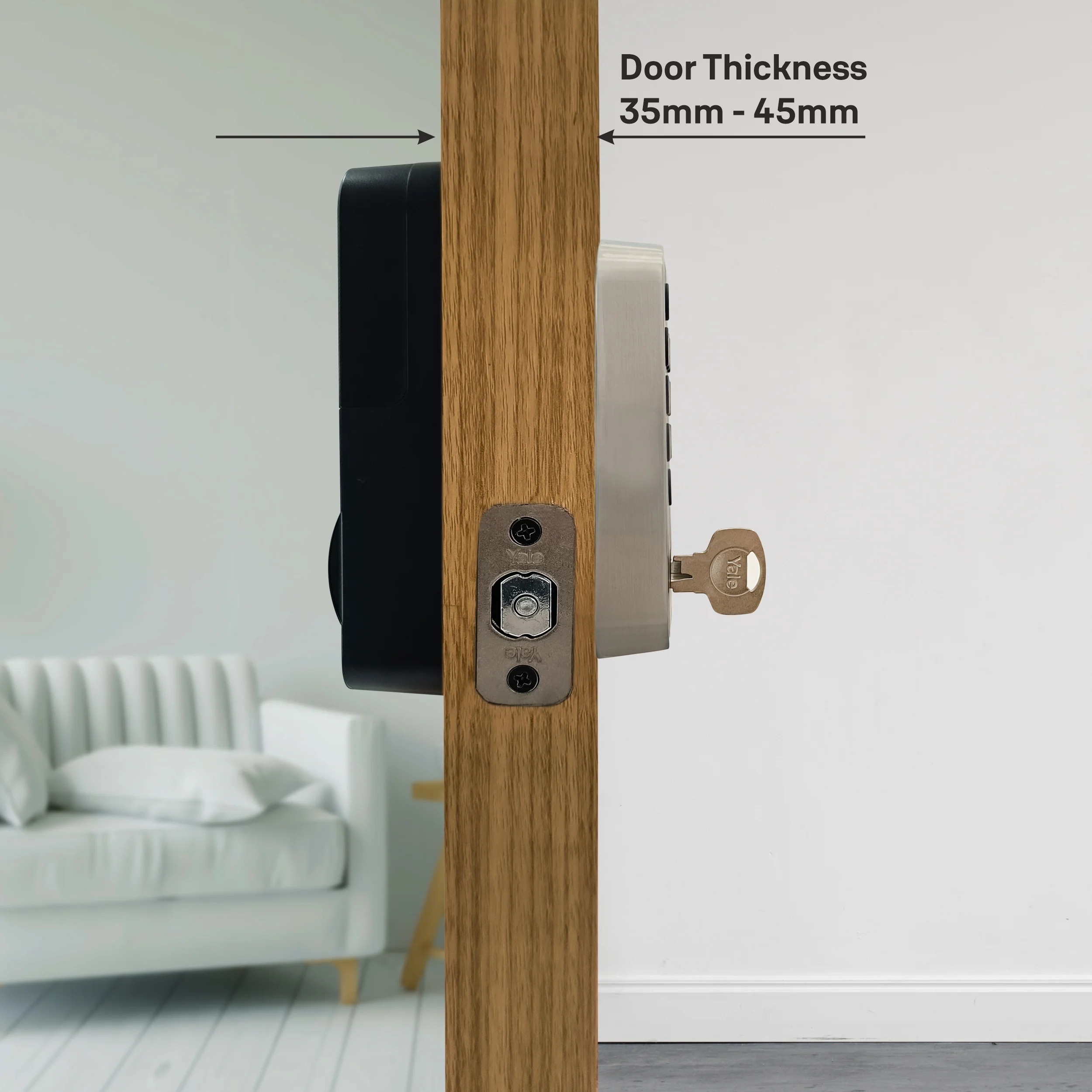 Yale TYE Digital Lock, Satin Nickel Finish, with PIN and Manual Key - Image 4