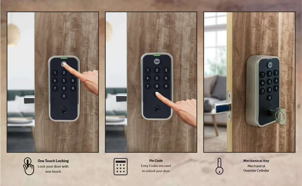 Yale TYE Digital Lock, Satin Nickel Finish, with PIN and Manual Key - Image 9