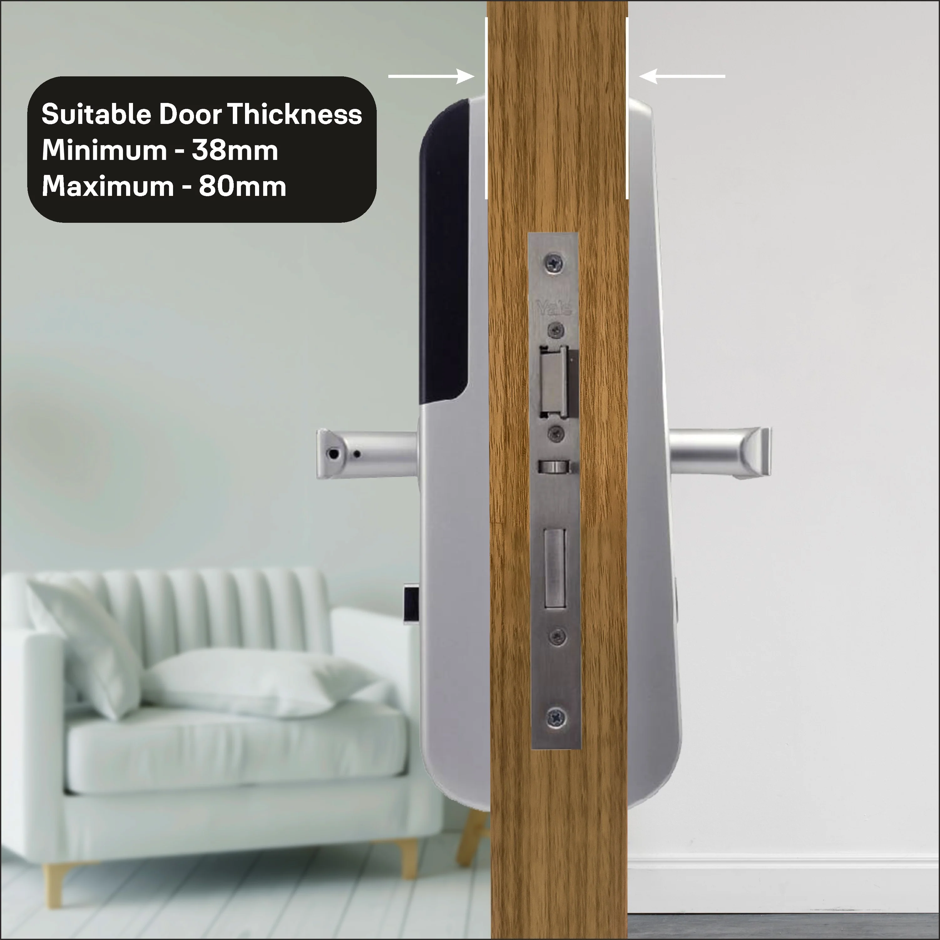 YDM 3115 AV Series- Smart Lock, Silver with PIN, RFID and Mechanical card - Image 6