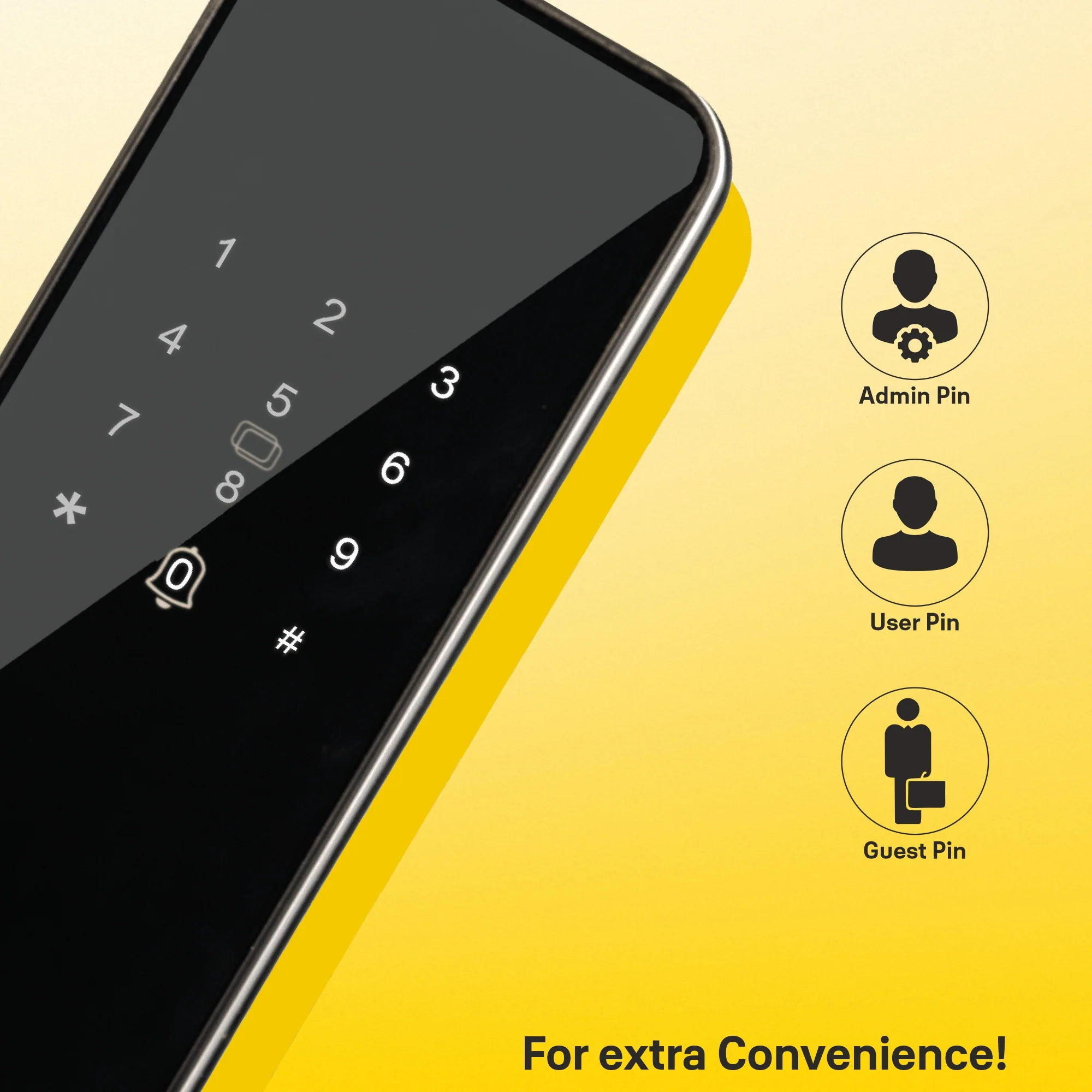 YDME100NxT Smart Door Lock, Fingerprint, PIN, RFID, Manual Key Access (Black) - Image 11