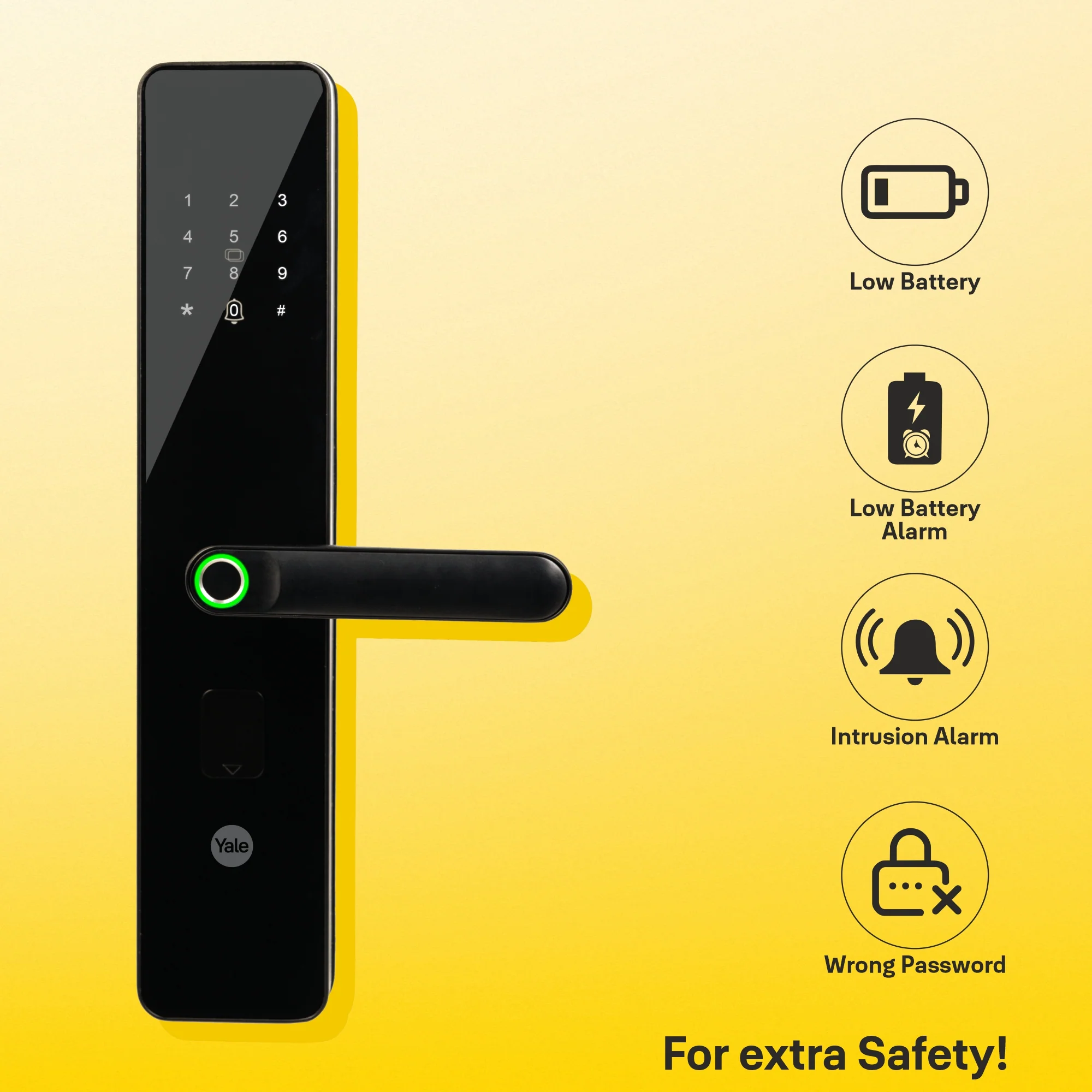 YDME100NxT Smart Door Lock, Fingerprint, PIN, RFID, Manual Key Access (Black) - Image 12