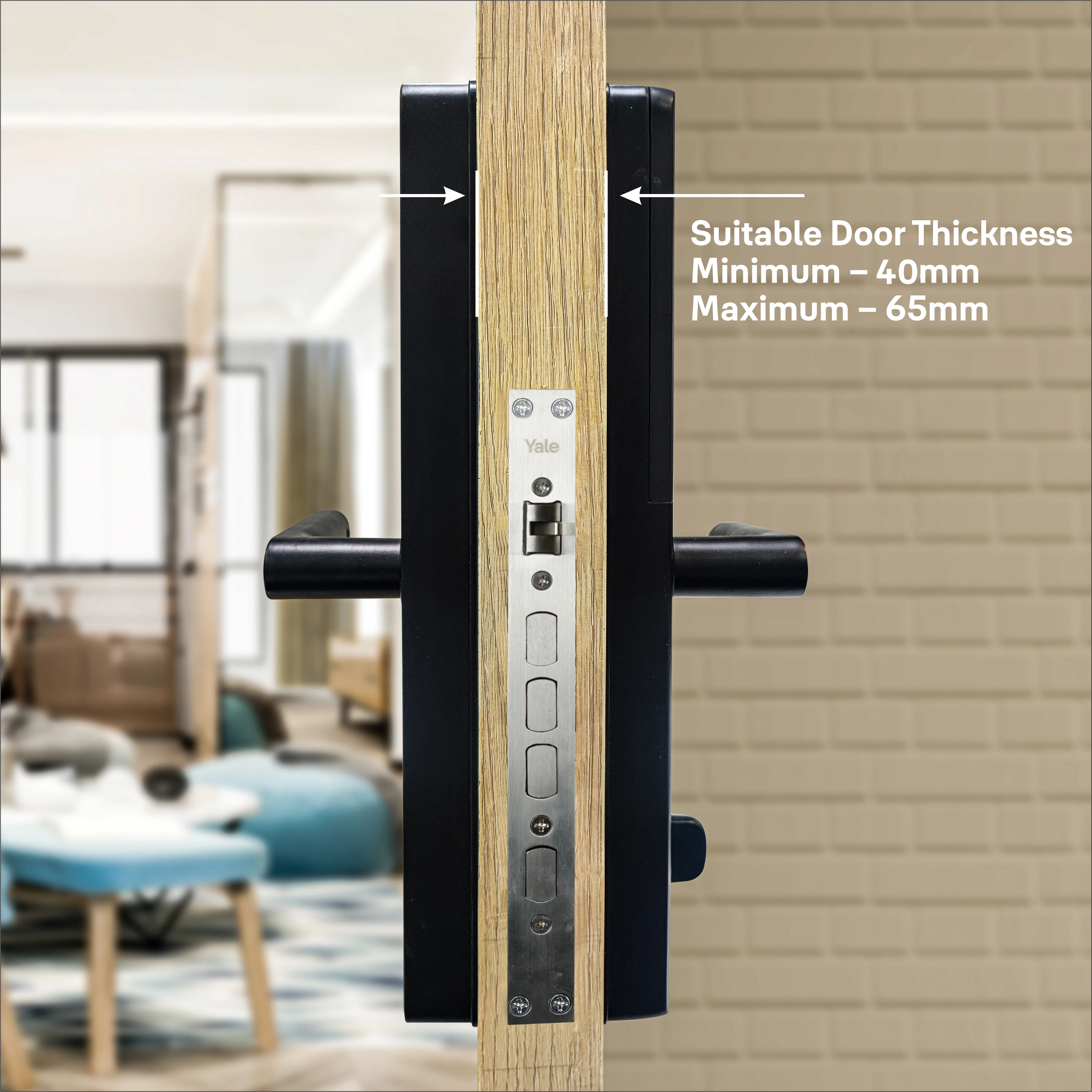 YDME100NxT Smart Door Lock, Fingerprint, PIN, RFID, Manual Key Access (Black) - Image 3