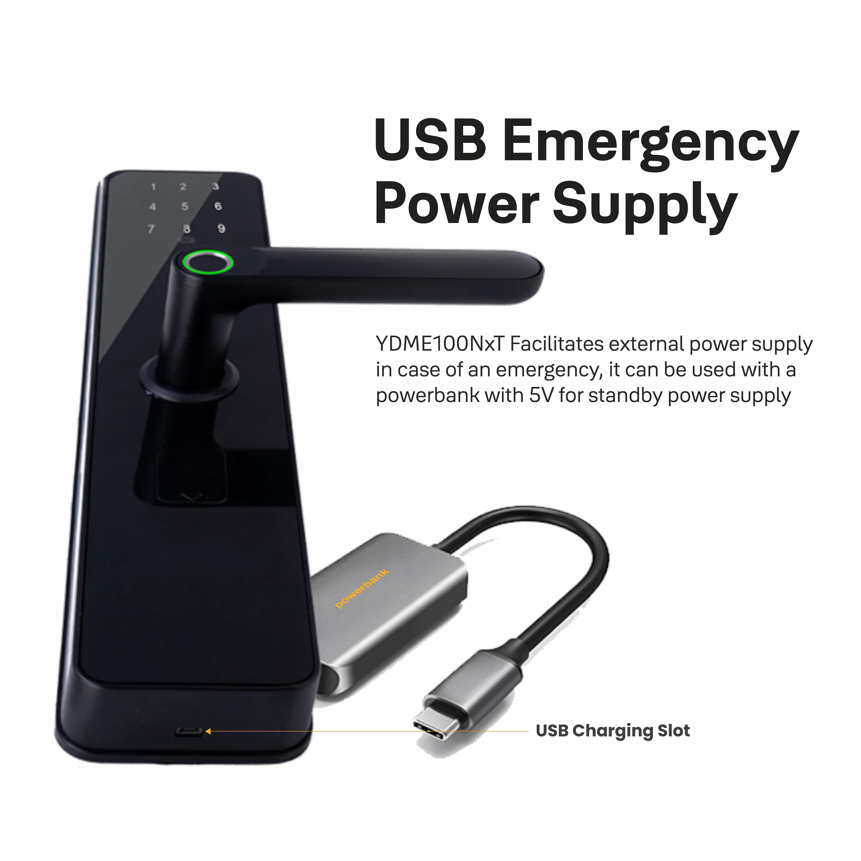 YDME50NxT Smart Door Lock, Black, Fingerprint, PIN, RFID, Manual Key Access - Image 10