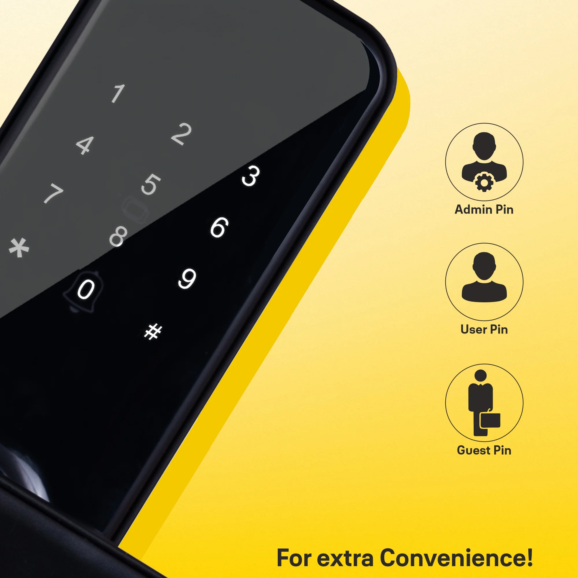 YDME50NxT Smart Door Lock, Black, Fingerprint, PIN, RFID, Manual Key Access - Image 14