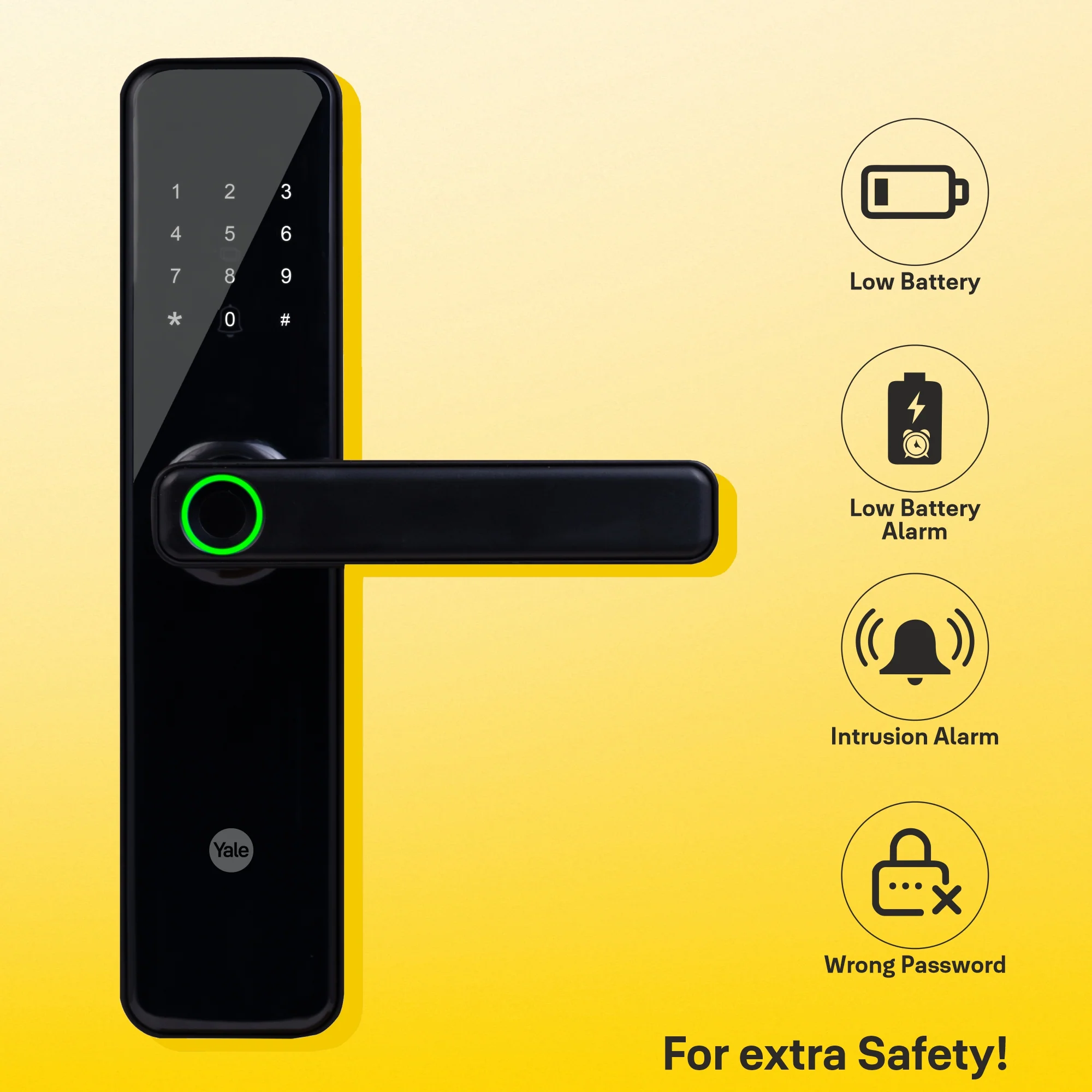 YDME50NxT Smart Door Lock, Black, Fingerprint, PIN, RFID, Manual Key Access - Image 16