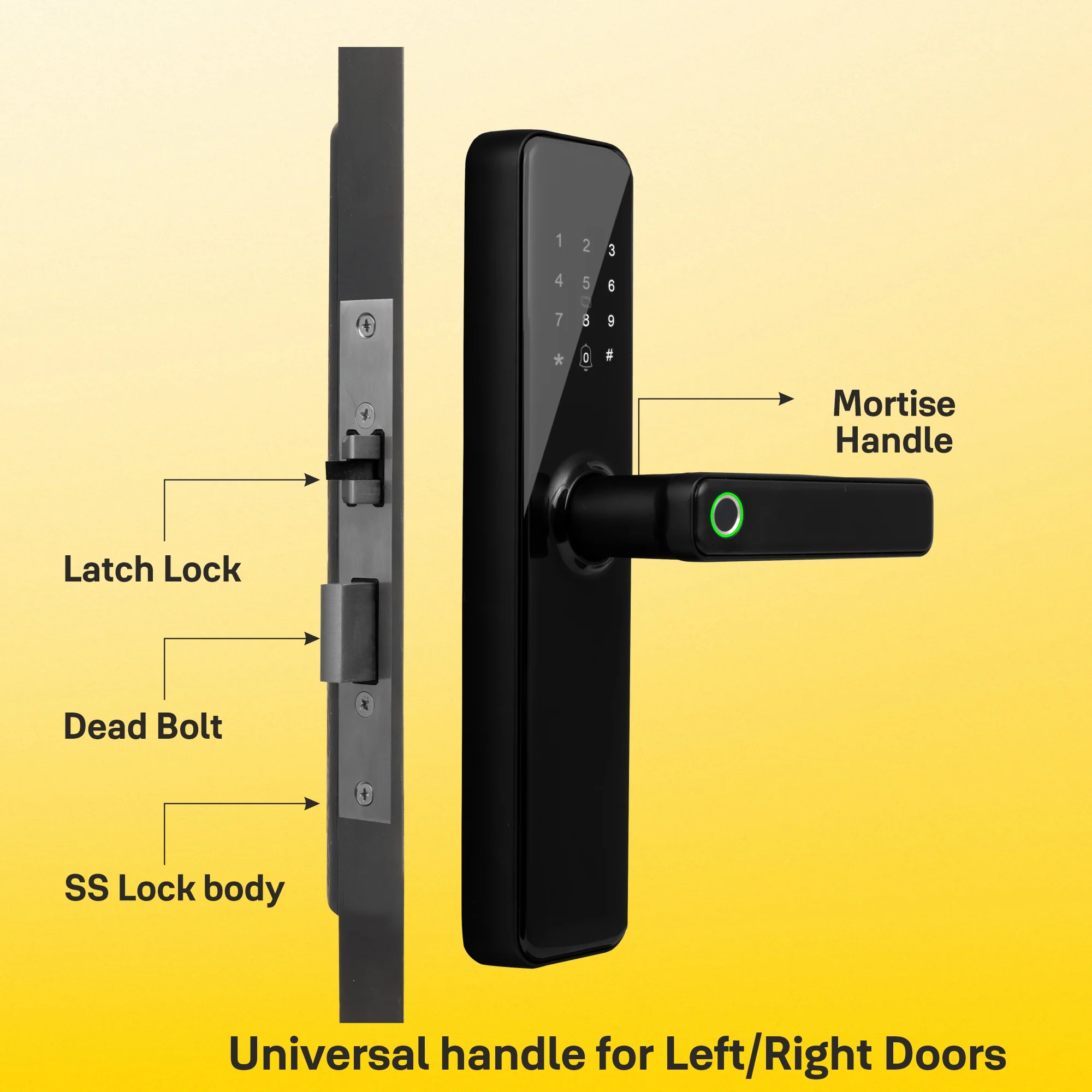 YDME50NxT Smart Door Lock, Black, Fingerprint, PIN, RFID, Manual Key Access - Image 17
