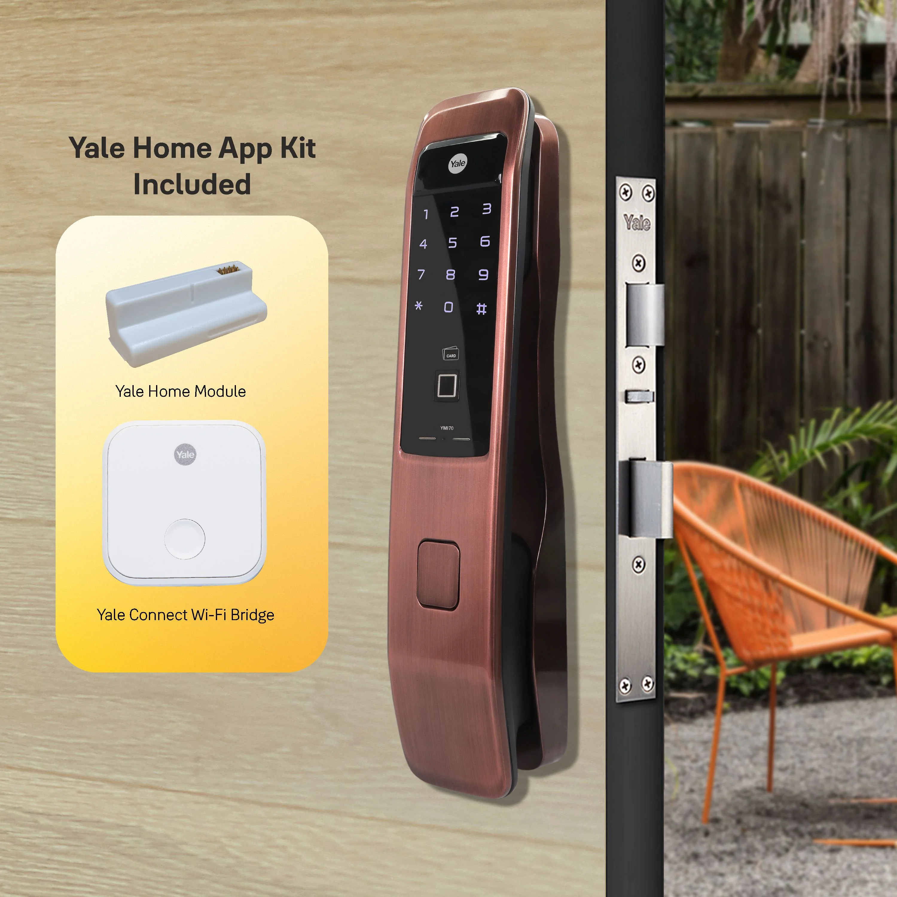YMI 70 RB - A Series, Push Pull Smart Lock, Red Bronze (Bluetooth Module and Wifi Bridge Included) - Image 7